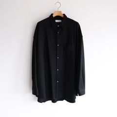 Wool Smooth Flannel Oversized Regular Collar Shirt -シャツ-（Black / ブラック）