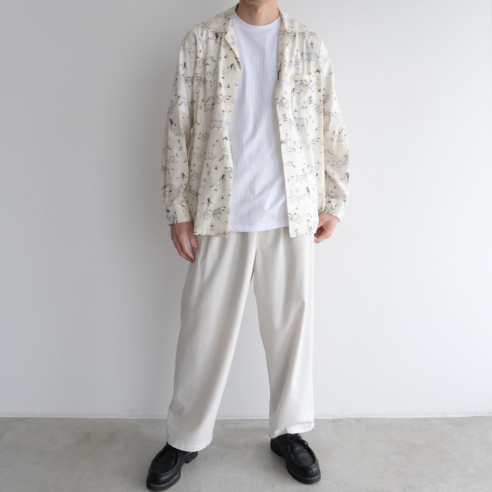 Cotton Rayon - Open Collar L/S Shirts -シャツ-（Ivory / アイボリー）