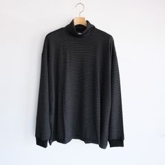 Fine Wool Border L/S Turtle Neck Tee -Tシャツ-（Black×Gray / ブラック×グレー）GU263-70159B