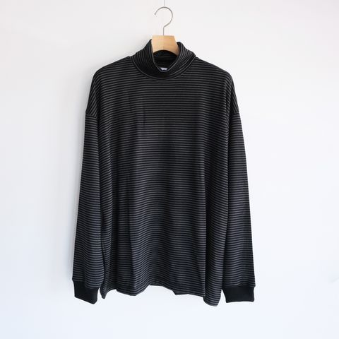 Fine Wool Border L/S Turtle Neck Tee -Tシャツ-（Black×Gray / ブラック×グレー）GU263-70159B
