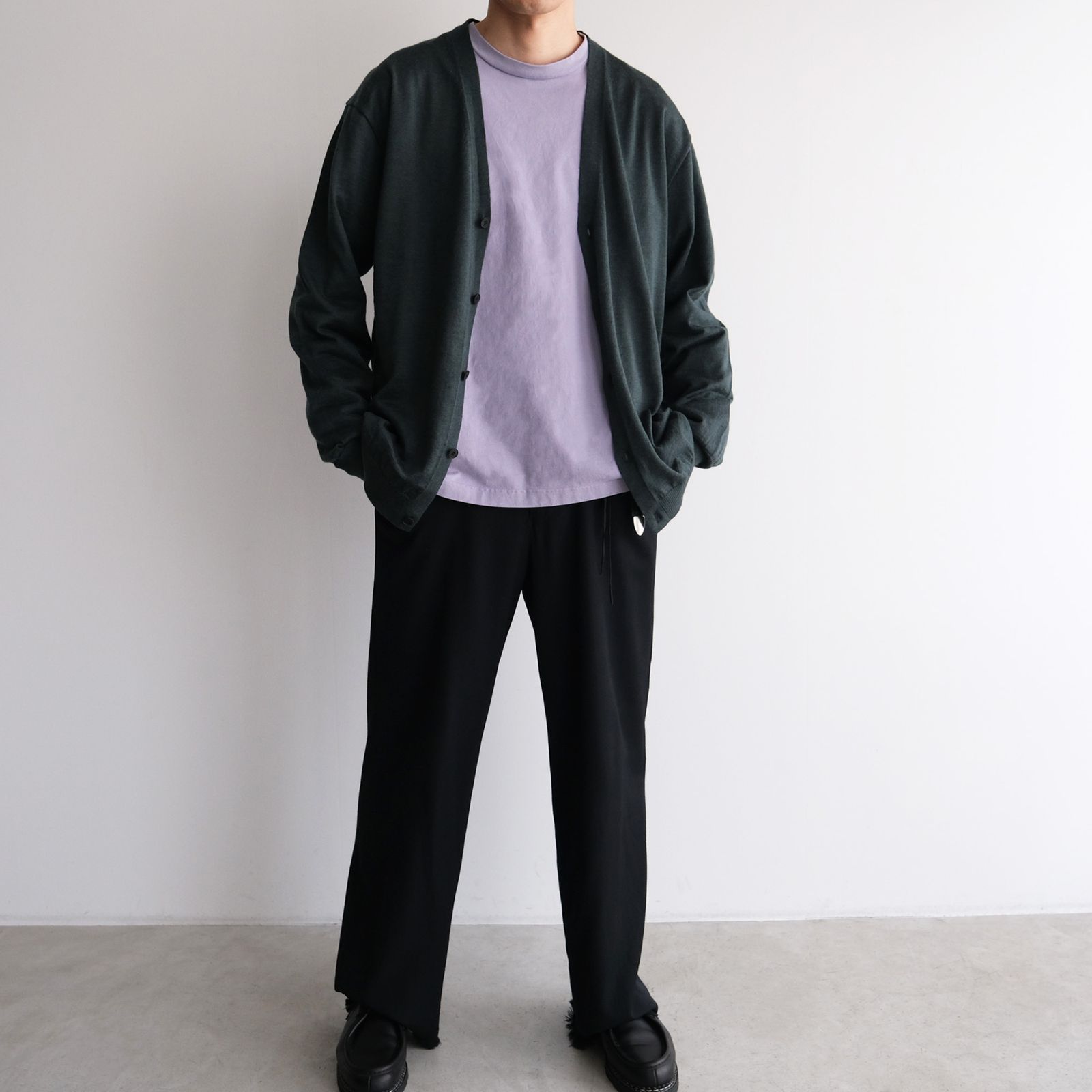 Ramie Cashimere V-Neck Knit Cardigan -ニット-（Green / グリーン）