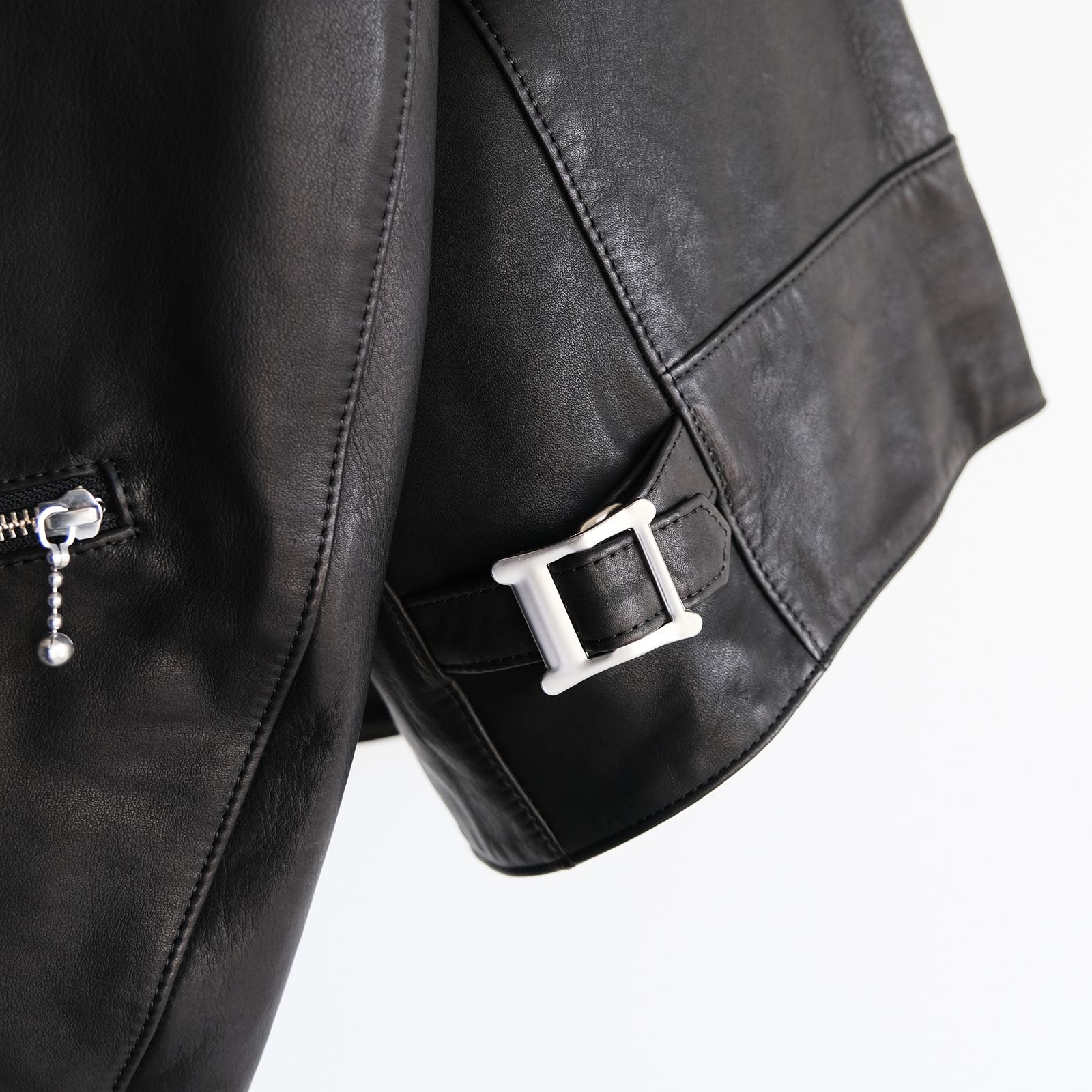 Front Zip Riders Jacket -ライダースジャケット-（Black / Lining Brown）