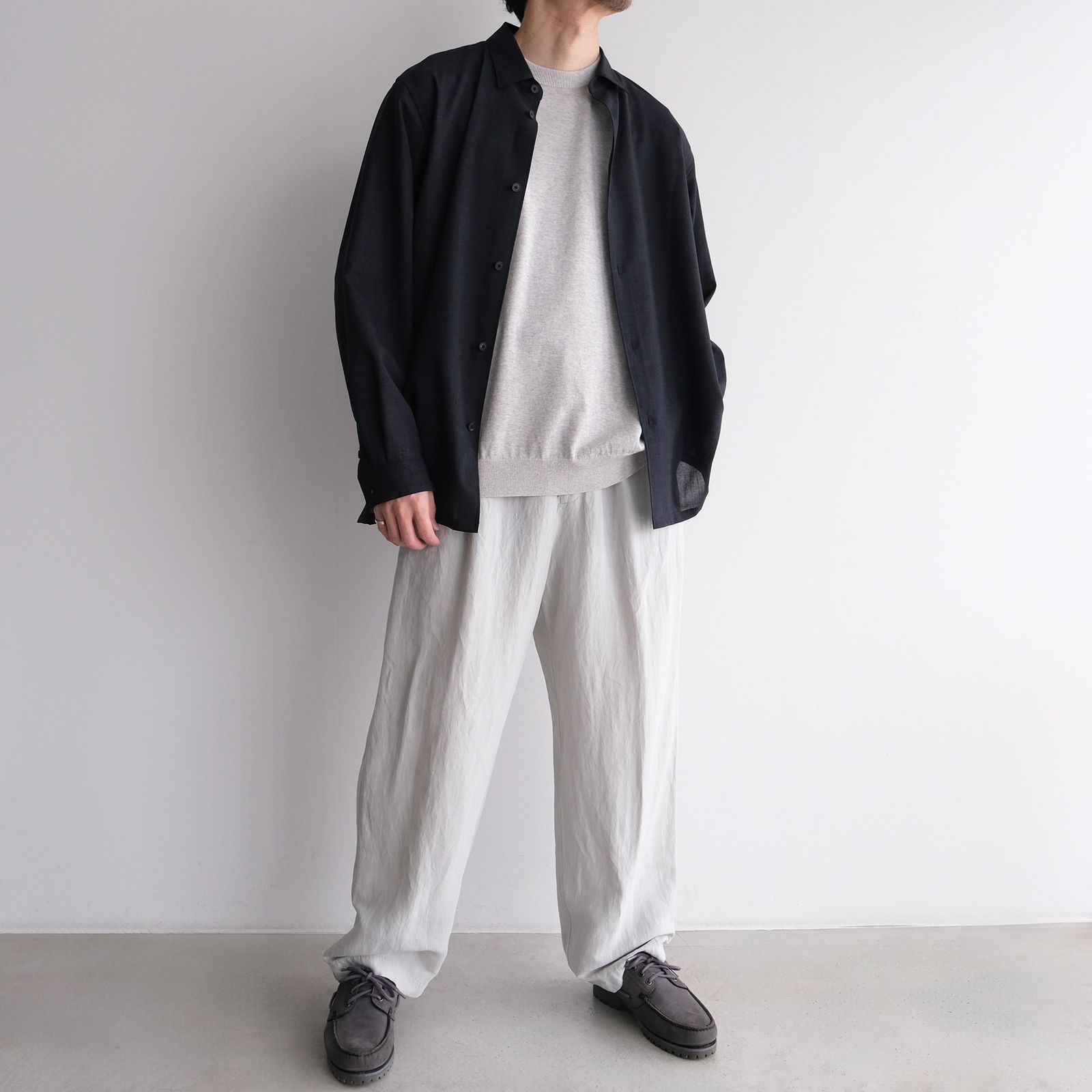 Cotton Linen Voile Loose Fit Pants -パンツ-（Sax / サックス）