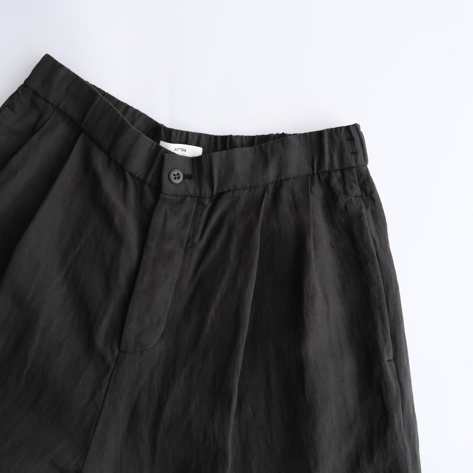 Cotton Linen Voile Two Tucked Easy Pants -パンツ-（Dark Green / ダークグリーン）
