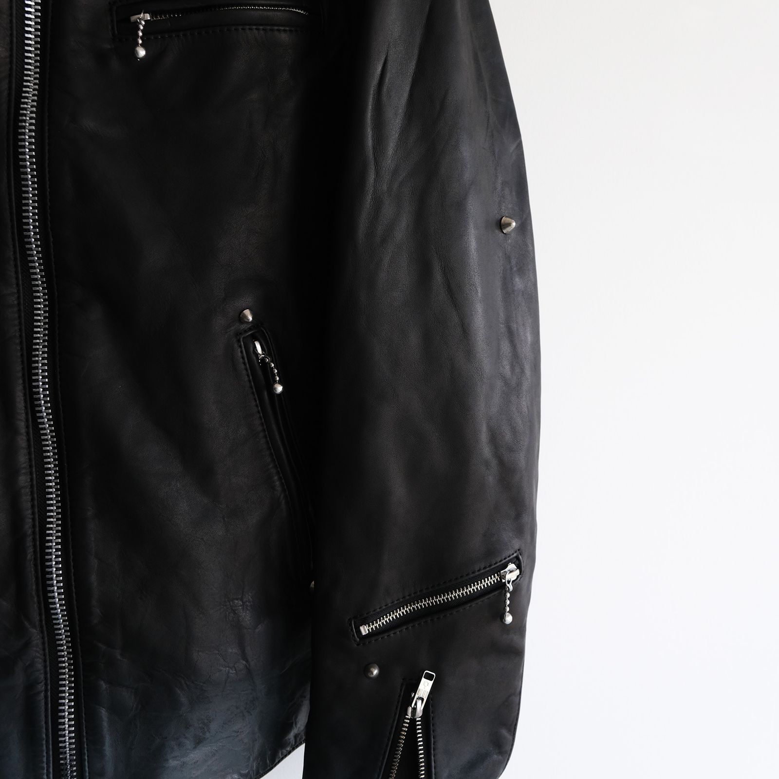 Hand Dyed Studded Riders Jacket -ライダースジャケット-（Black / ブラック）