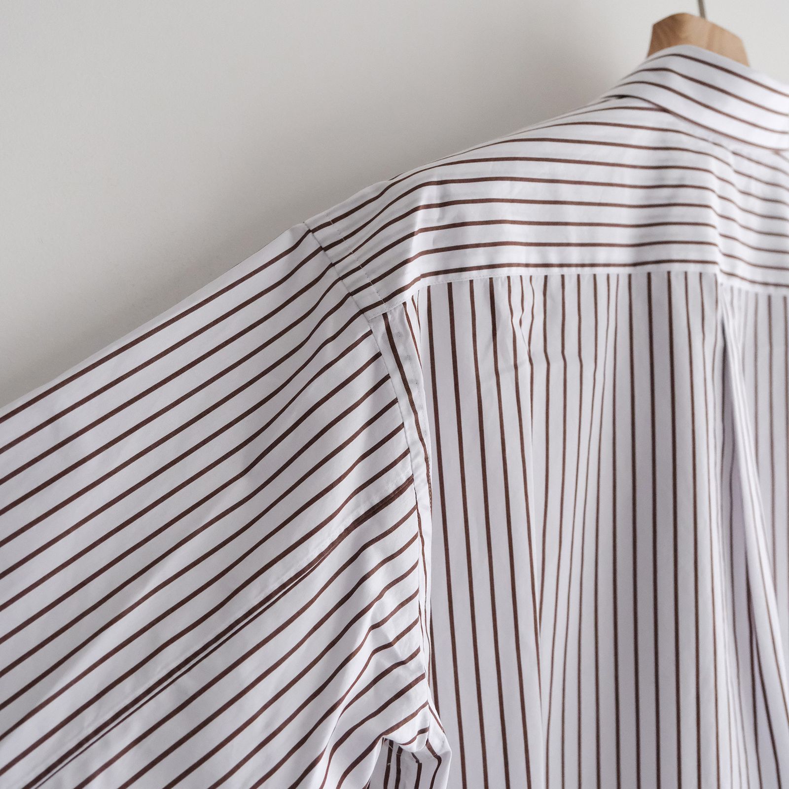 Sidogras Stripe Regular Collar Shirt -ストライプシャツ-（White（Brown Stripe） / ホワイト（ブラウン ストライプ））GM254-50024STB