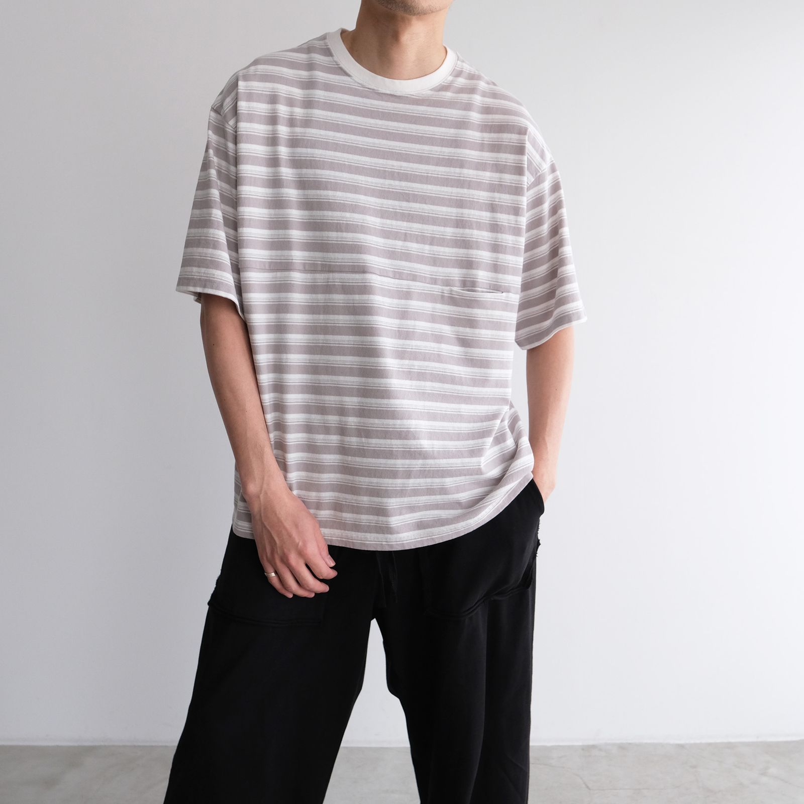 Yururi Tee 1/2 Border -Tシャツ-（L.Gray Border / L.グレーボーダー）