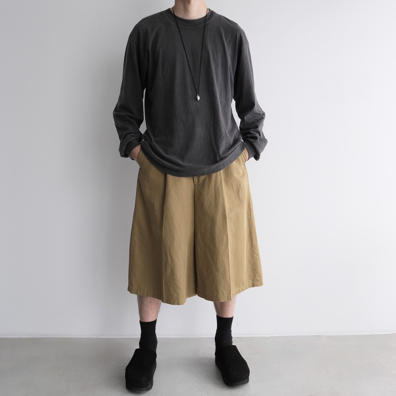 Cotton Wsher Half Pants -ショーツ-（Beige / ベージュ）