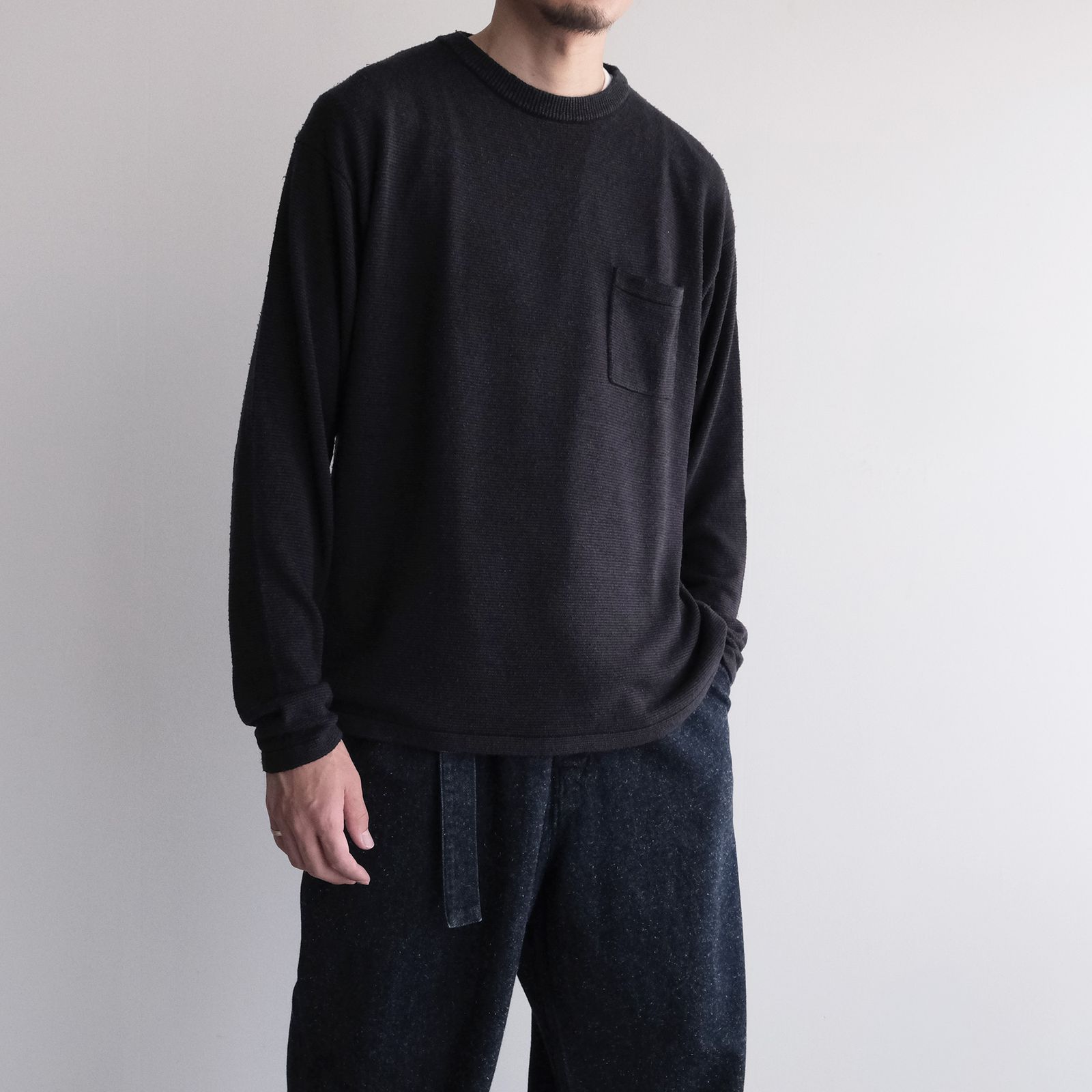 Silk Knit L/S Crew Neck -ニット-（Dark Navy / ダークネイビー）