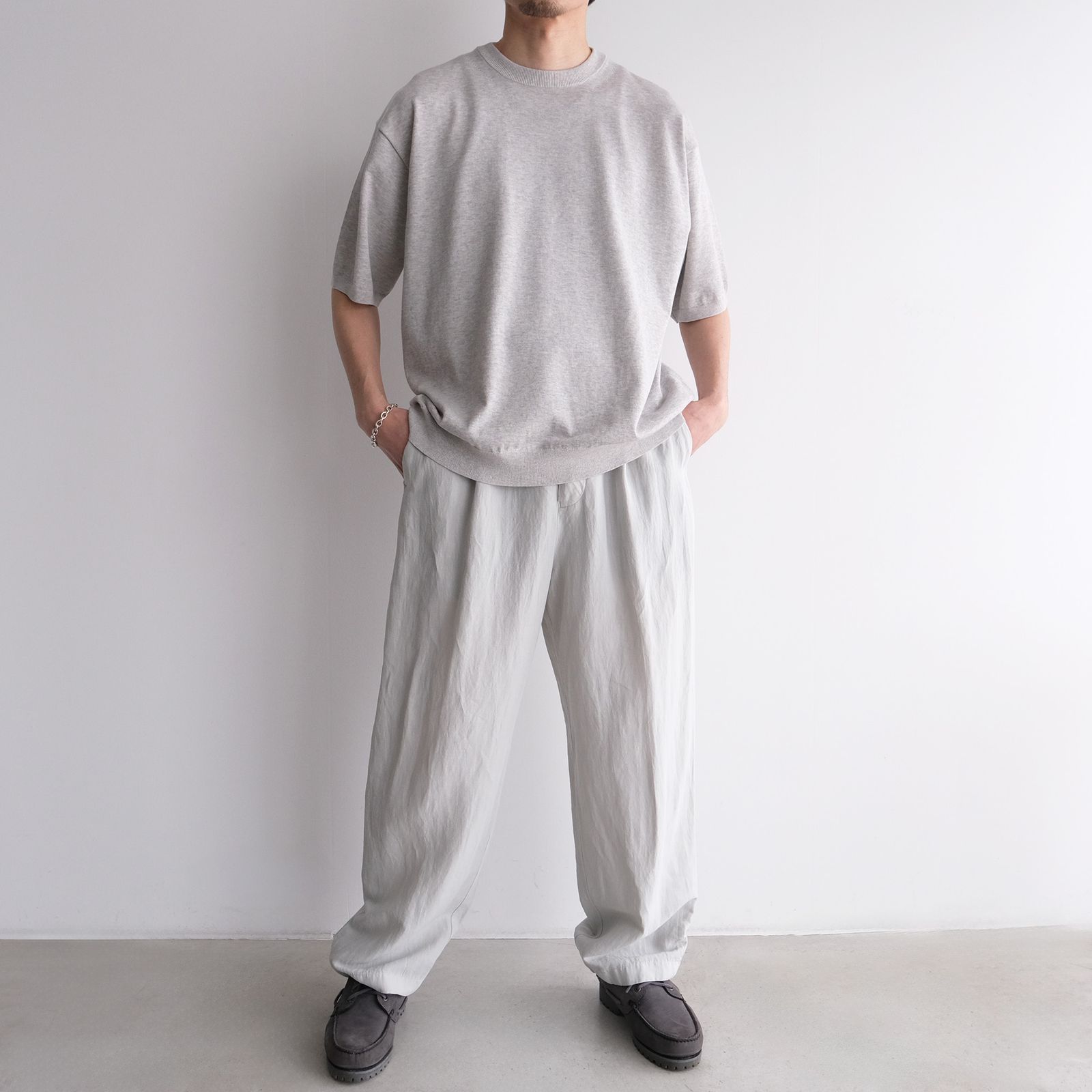 Cotton Linen Voile Loose Fit Pants -パンツ-（Sax / サックス）