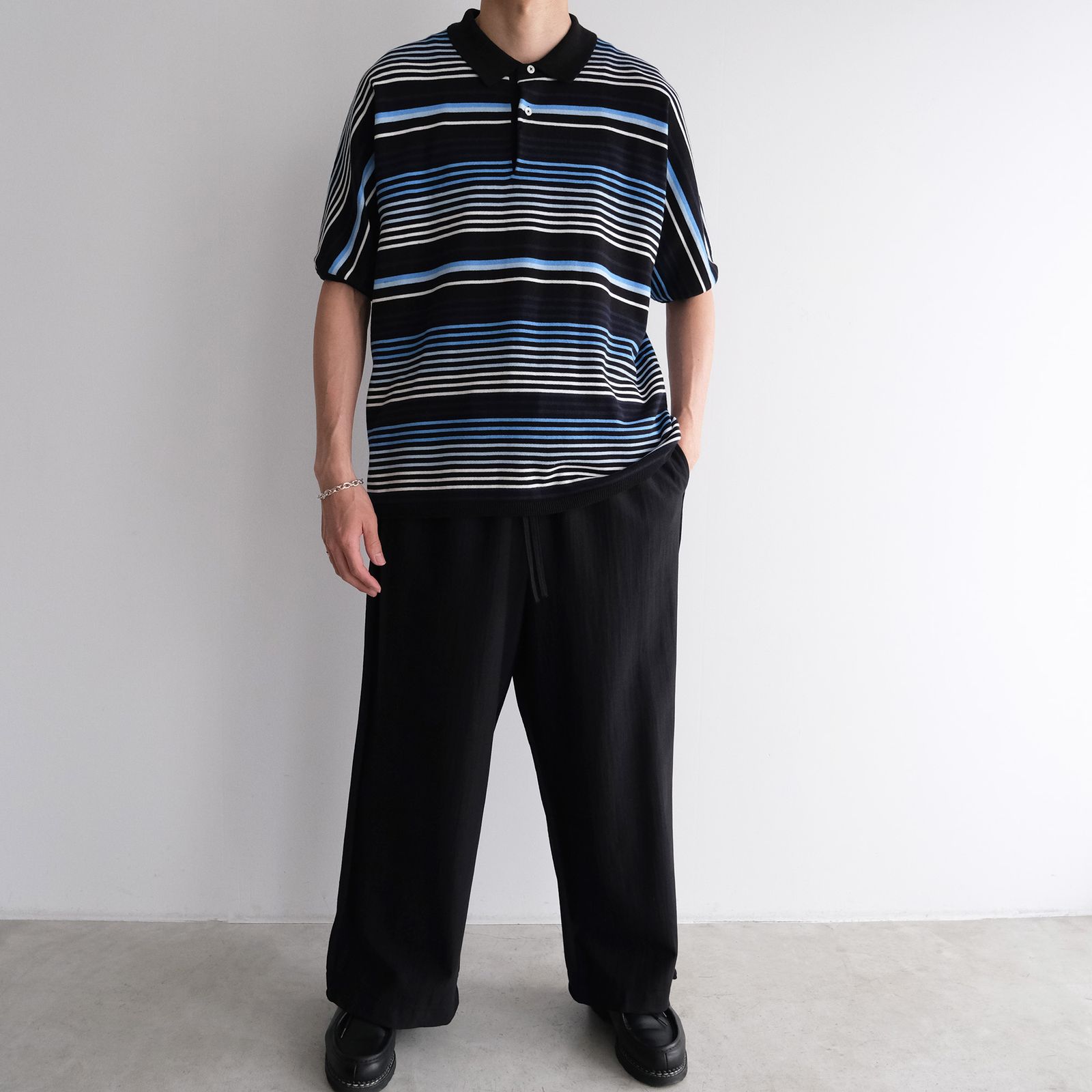 Gradation Stripe Polo -ポロシャツ-（Navy / ネイビー）