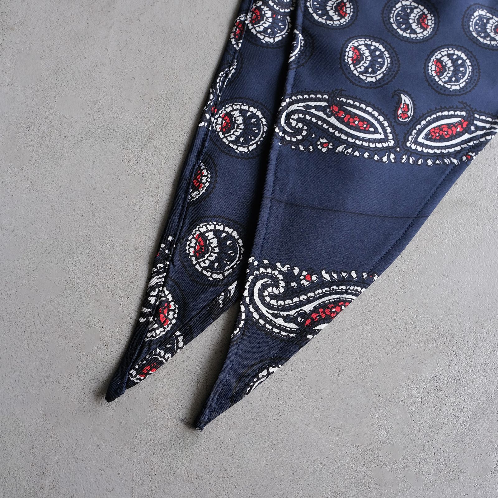 Paisley Silk Hoody Scarf -スカーフ-（Navy / ネイビー）
