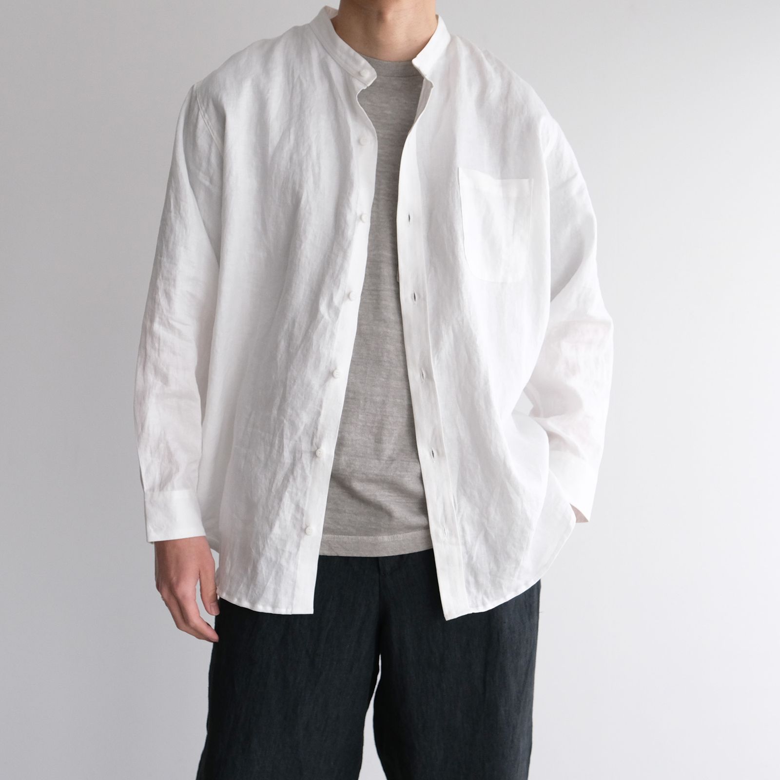 66L リネン高密度綾シャツ -シャツ-（White / ホワイト）