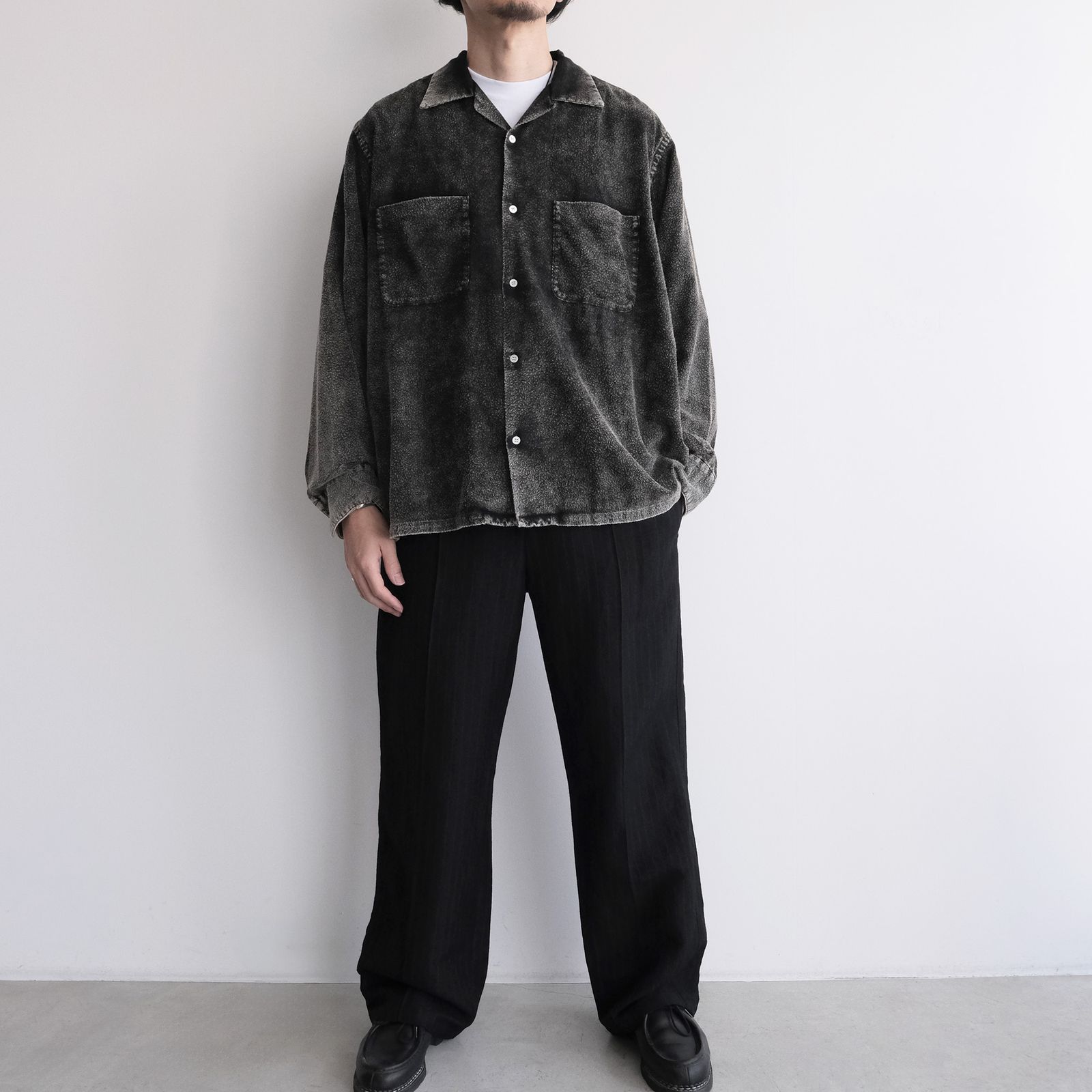 Hand Dye Flannel Shirt -シャツ-（Black / ブラック）