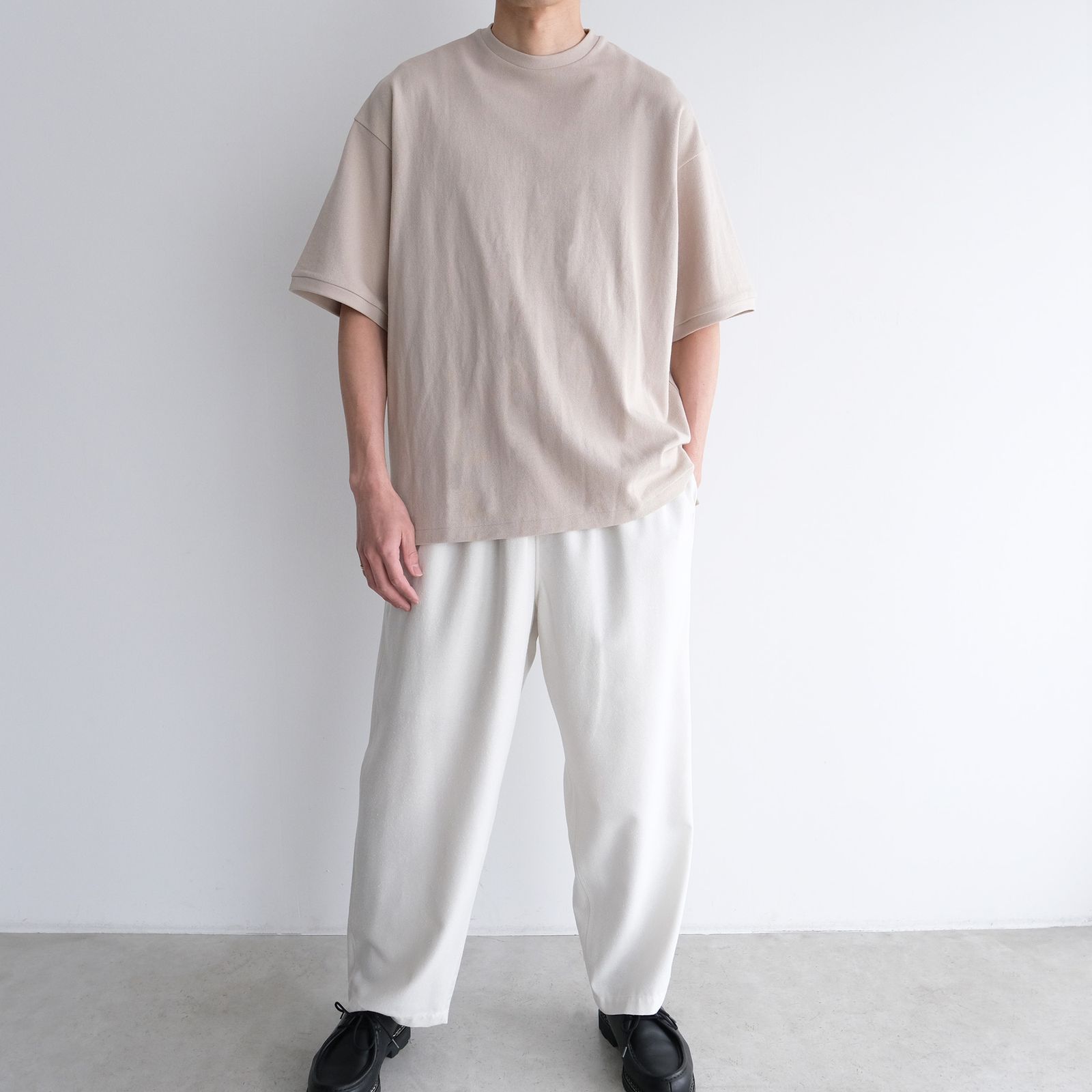 Cotton Pique Jersey Crew Neck Tee -Tシャツ-（Beige / ベージュ）