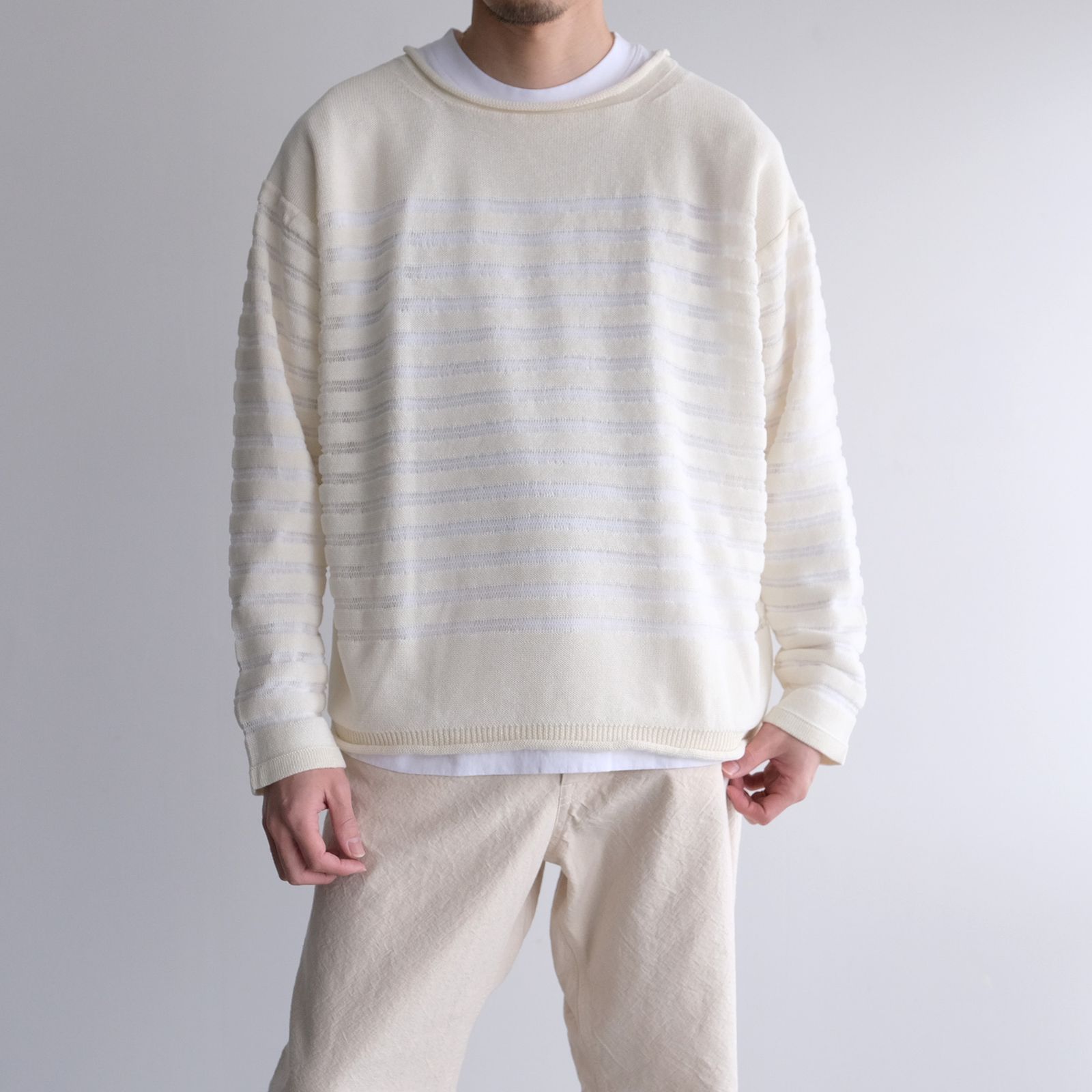 Panel Border Sweather -ニット-（White / ホワイト）
