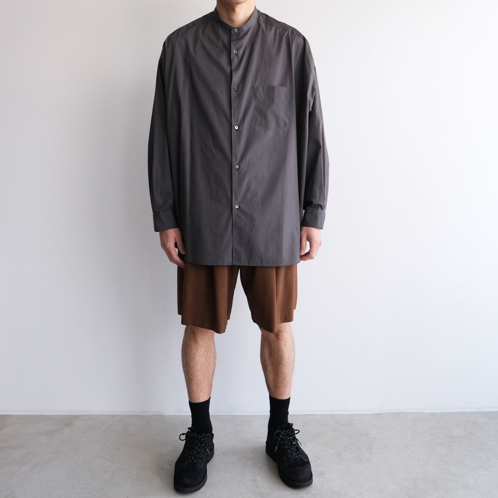 Broad L/S Oversized Band Collar Shirt -シャツ-（C.Gray / C.グレー）
