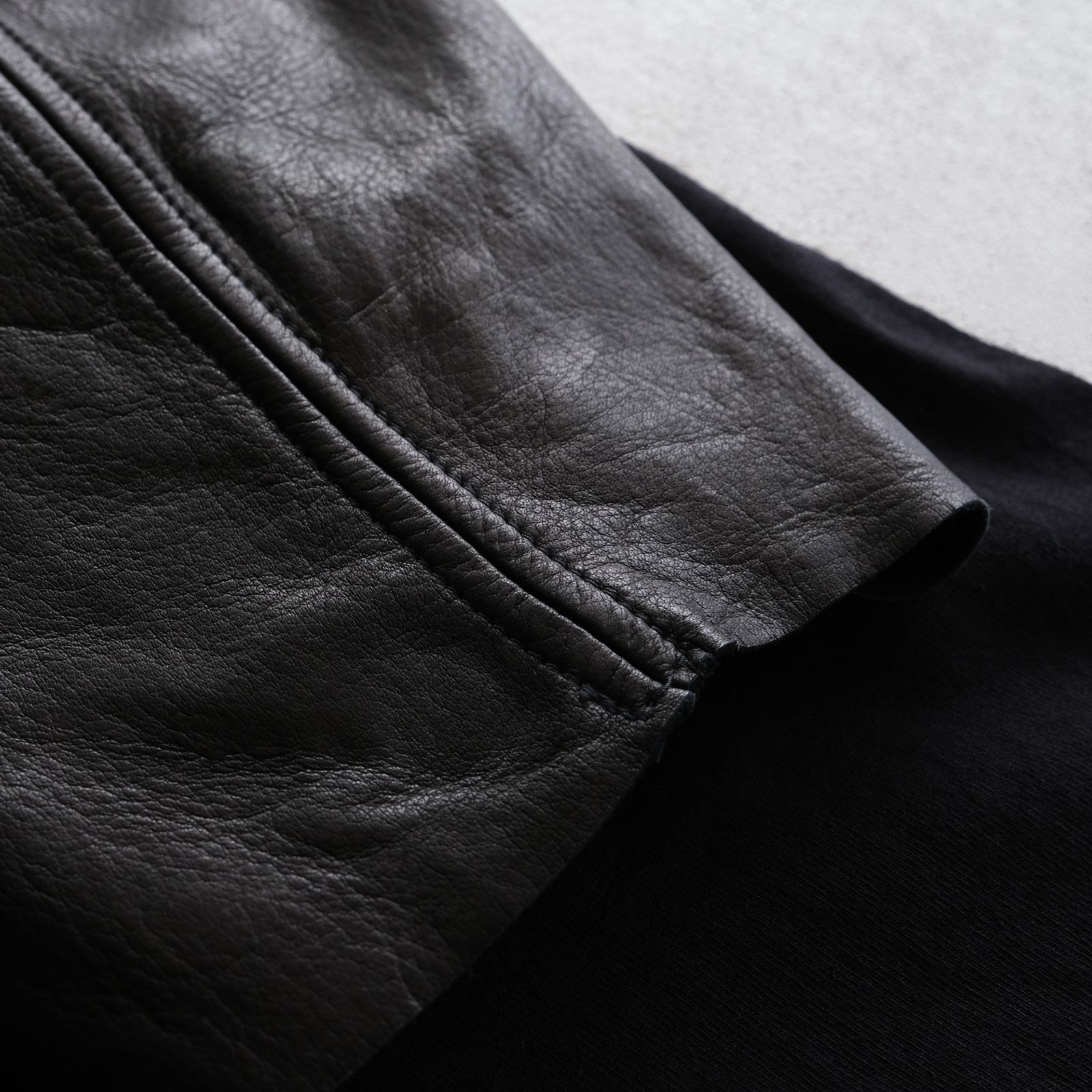 Washable Leather Sleeve：L/S T-Shirts -Tシャツ（Black / ブラック）
