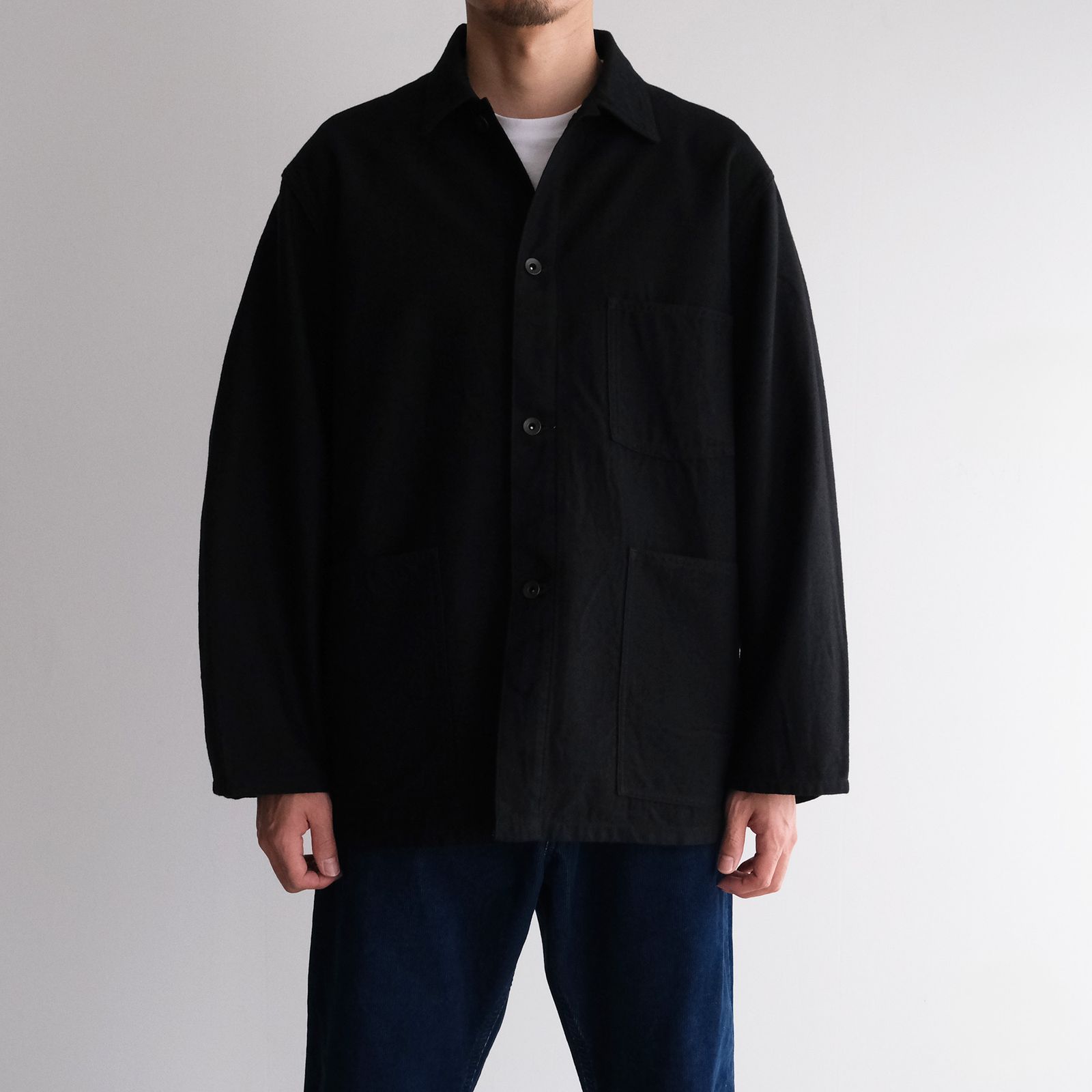 Wool Cotton Moleskin Jacket -ブルゾン-（Black / ブラック）
