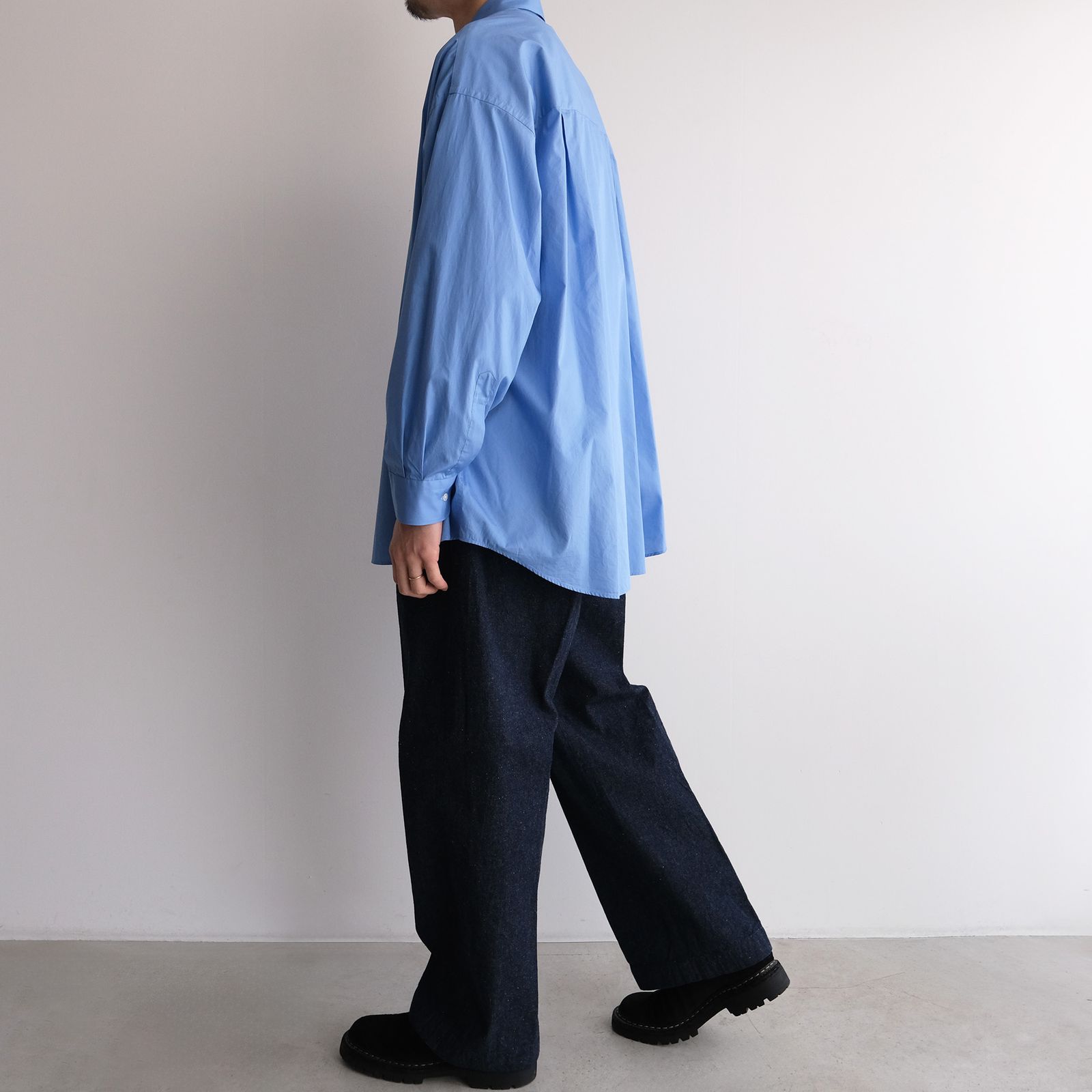 Broad L/S Oversized Regular Collar Shirt -シャツ-（Blue / ブルー）GM261-50001B