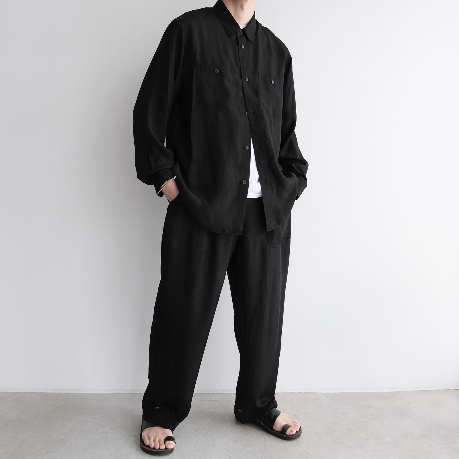Fibril Silk Tafta Easy Baker Pants -パンツ-（Black / ブラック）