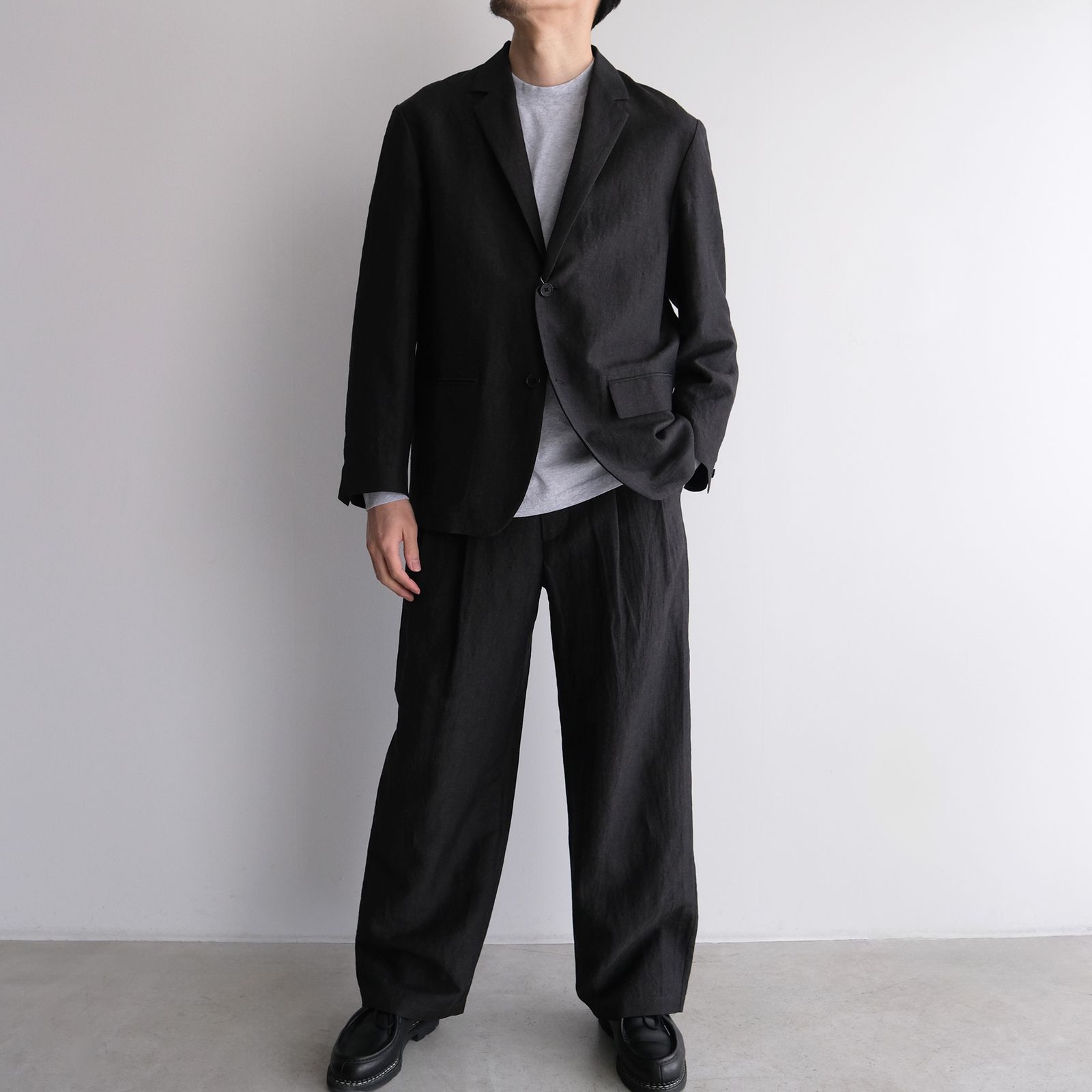 Wool Linen 2Tuck Trousers -パンツ-（Charcoal / チャコール）