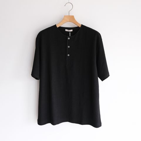 Linen 10oz Henry Neck Pullover -Tシャツ-（Black / ブラック）