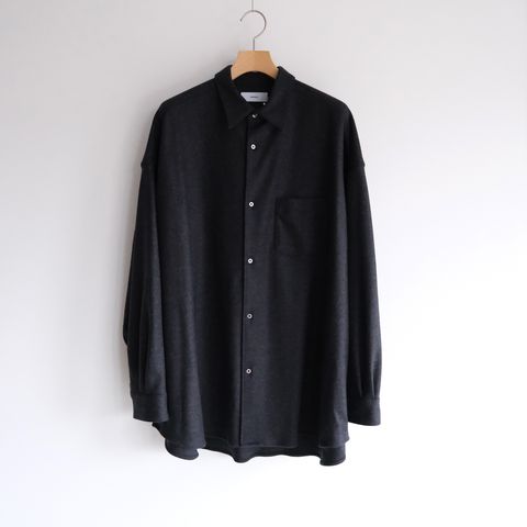 Wool Smooth Flannel Oversized Regular Collar Shirt -シャツ-（Gray / グレー）