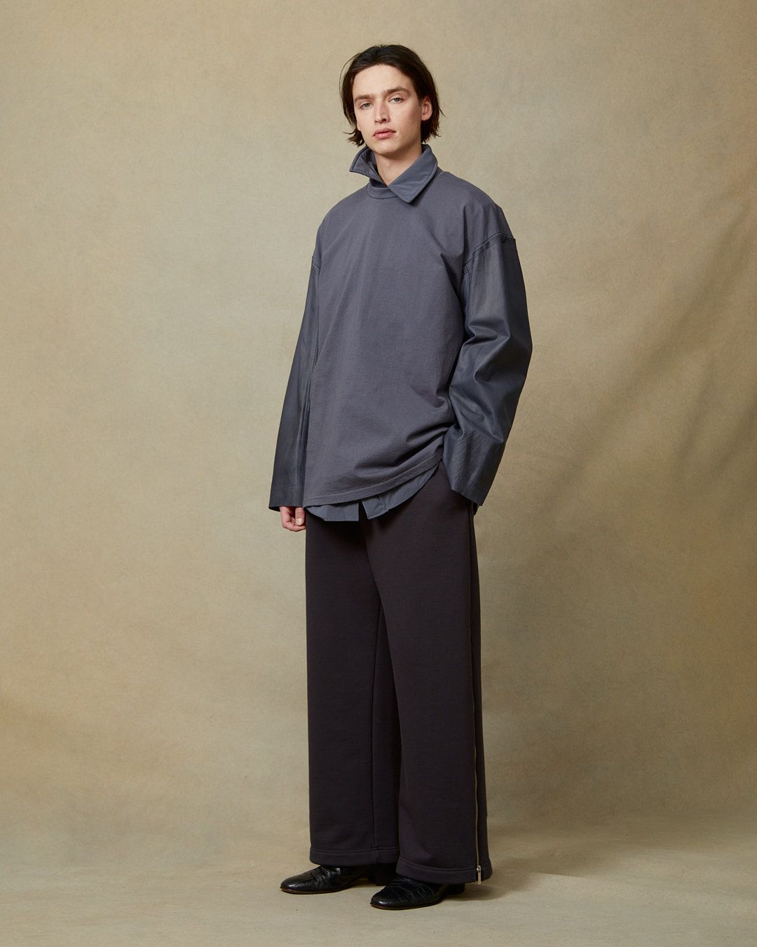 Washable Leather Sleeve：L/S T-Shirts -Tシャツ（Gray / グレー）