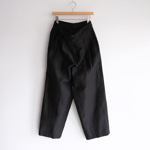 Linen Cupro Back Satin Belted Pants -パンツ-（Black / ブラック）GM261-40371