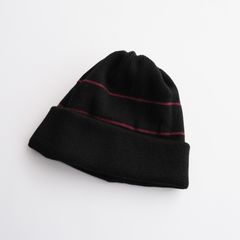 2 Line Merino Wool Knit -ニットキャップ-（Black×Wine / ブラック×ワイン）