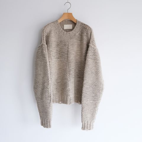Patchwork Sweater -セーター-（Gray Beige / グレーベージュ）