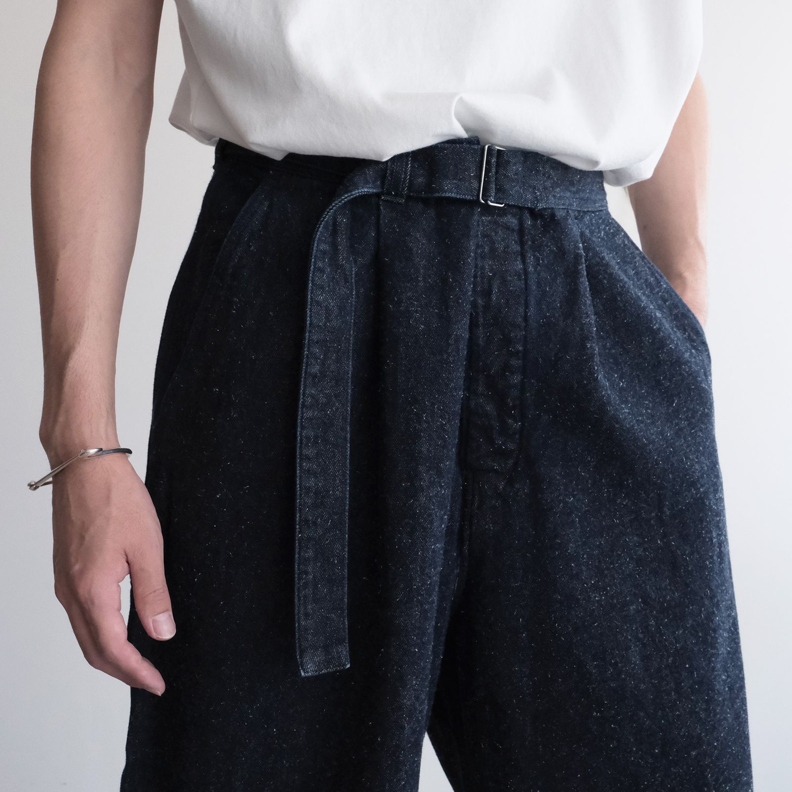 Silk Denim Belted Pants -デニム-（Indigo / インディゴ）