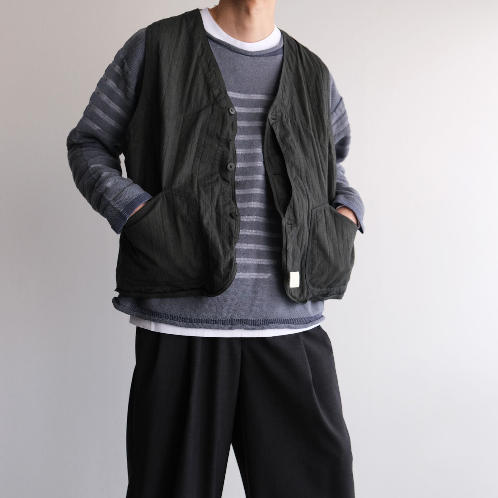 Panel Border Sweather -ニット-（Blue Gray / ブルーグレー）