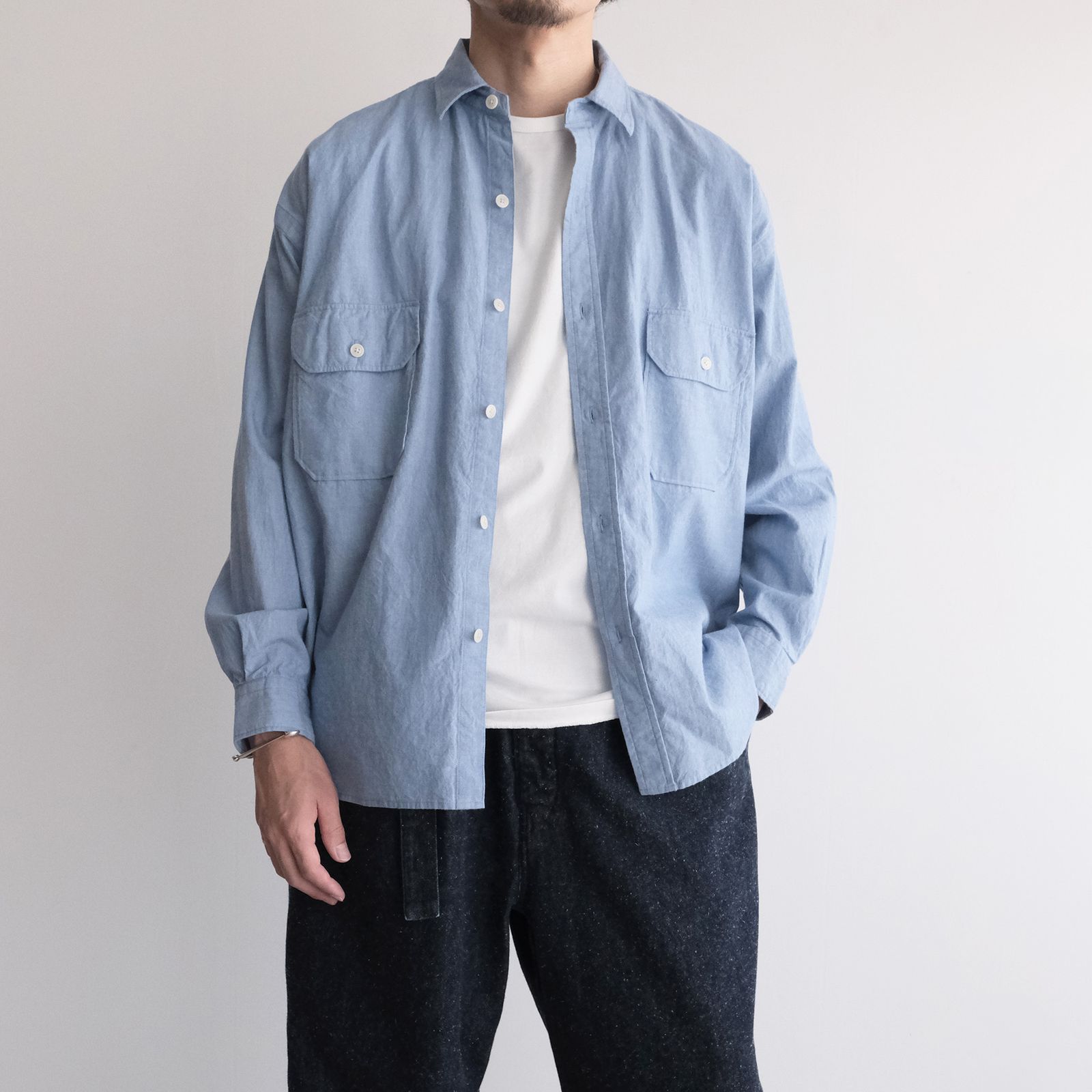 Cotton Chambray Work Shirt -シャツ-（Blue / ブルー）