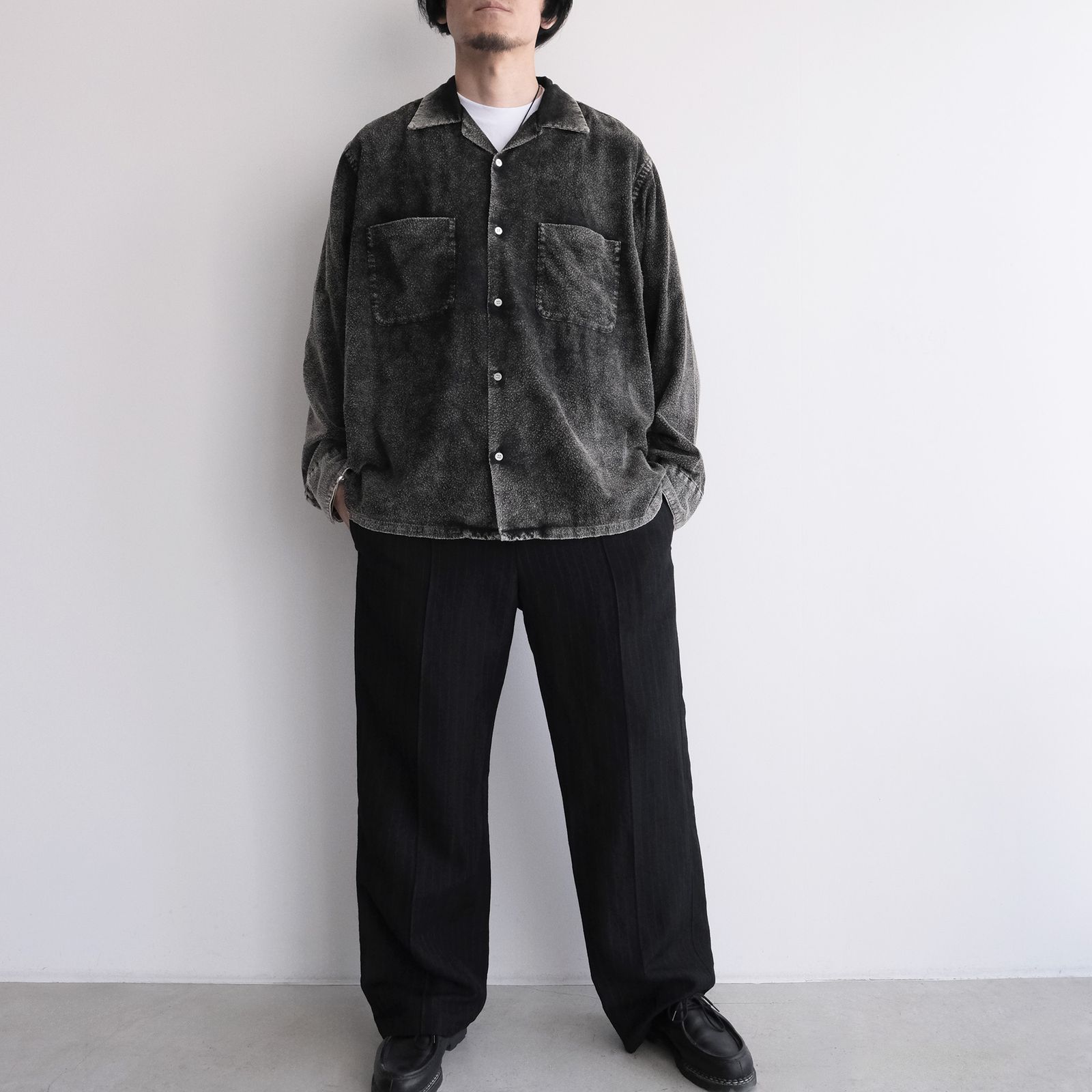 Hand Dye Flannel Shirt -シャツ-（Black / ブラック）