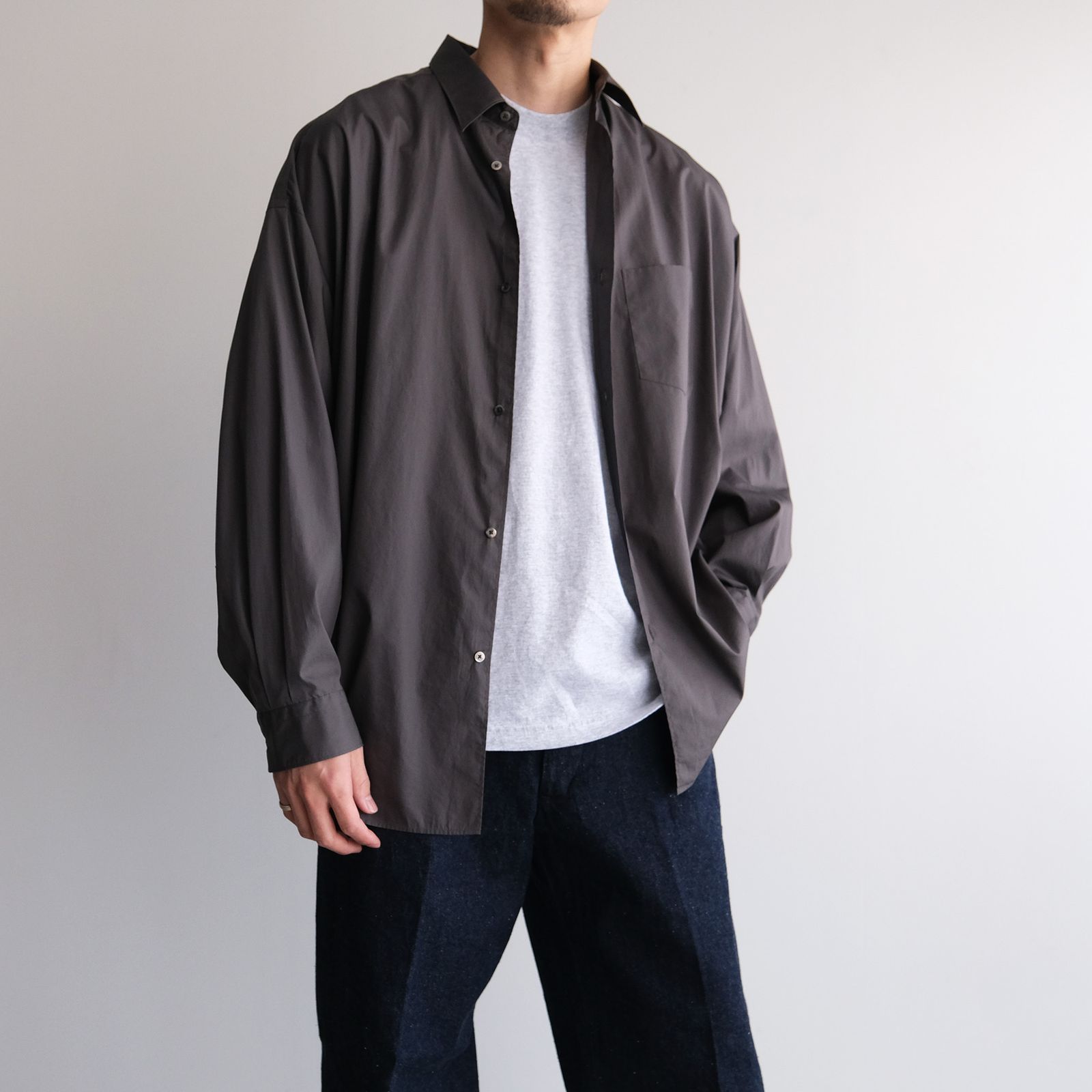 Broad L/S Oversized Regular Collar Shirt -シャツ-（C.Gray / C.グレー）GM261-50001B