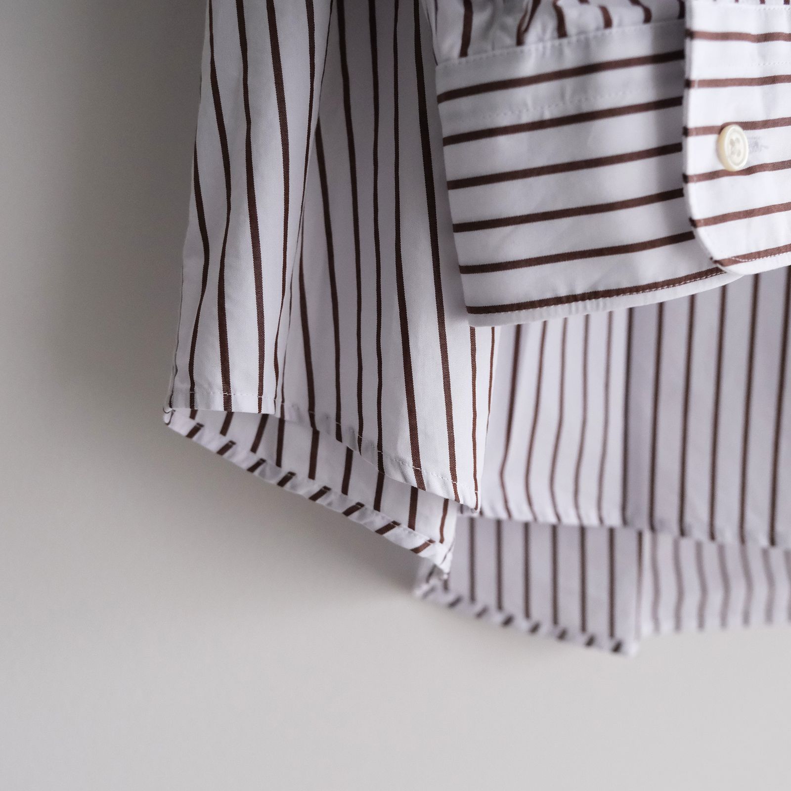 Graphpaper - Sidogras Stripe L/S Oversized Band Collar Shirt