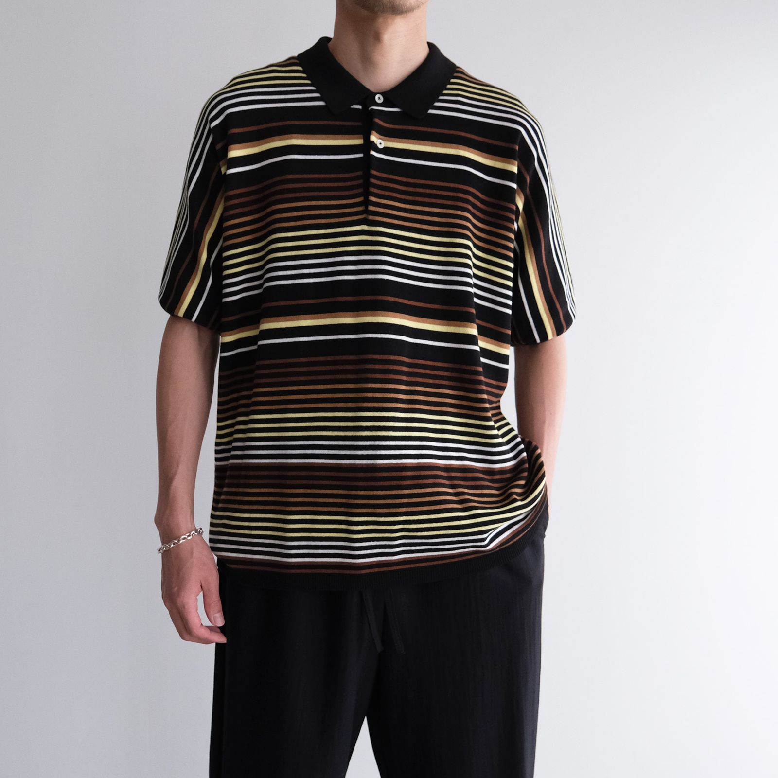 Gradation Stripe Polo -ポロシャツ-（Brown / ブラウン）