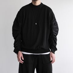 "Shirring" Sleeve Knit -ニット-（Black / ブラック）