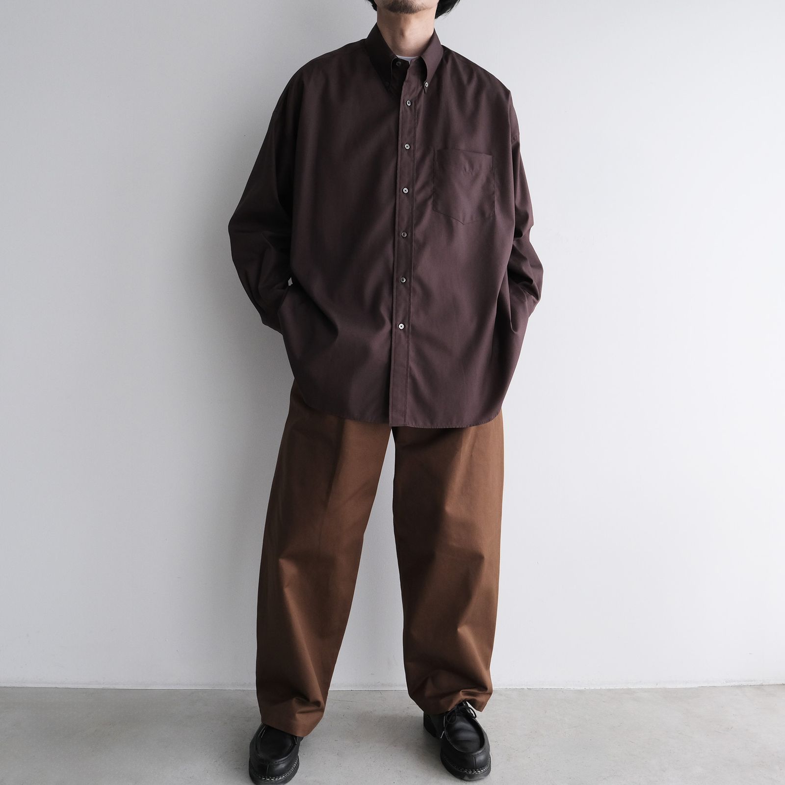 Easy Care Poplin L/S Oversized B.D Shirt -シャツ-（Brown / ブラウン）GM263-50620