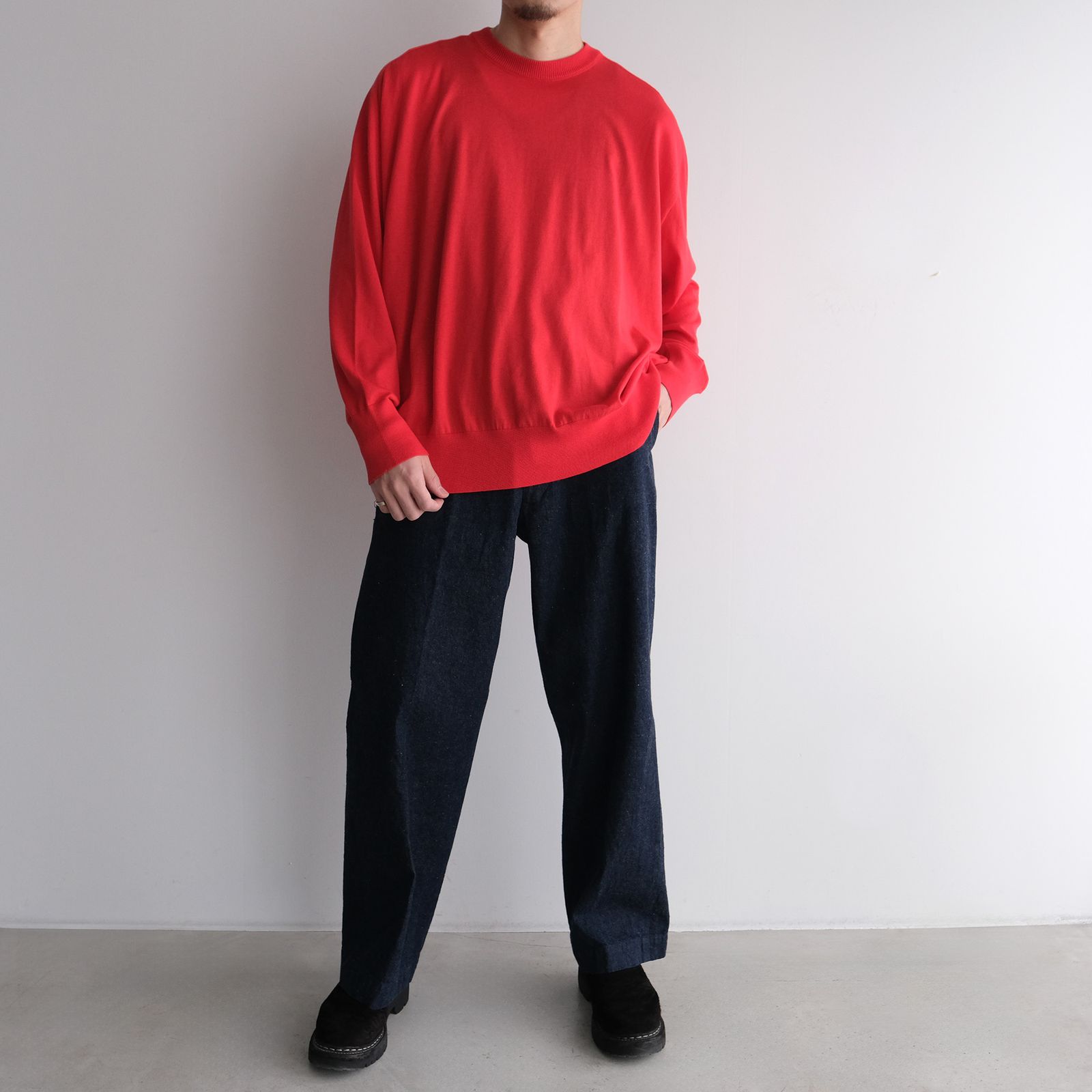 Crew Neck Knit -ニット-（Red / レッド）