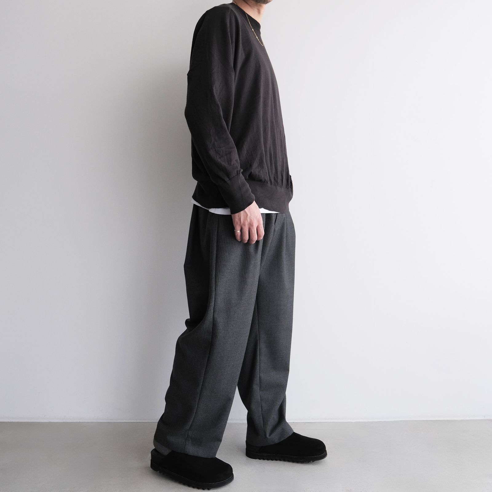 BRK05 Calf Back Side Reverse Unlined Sandal -サンダル-（Black / ブラック）
