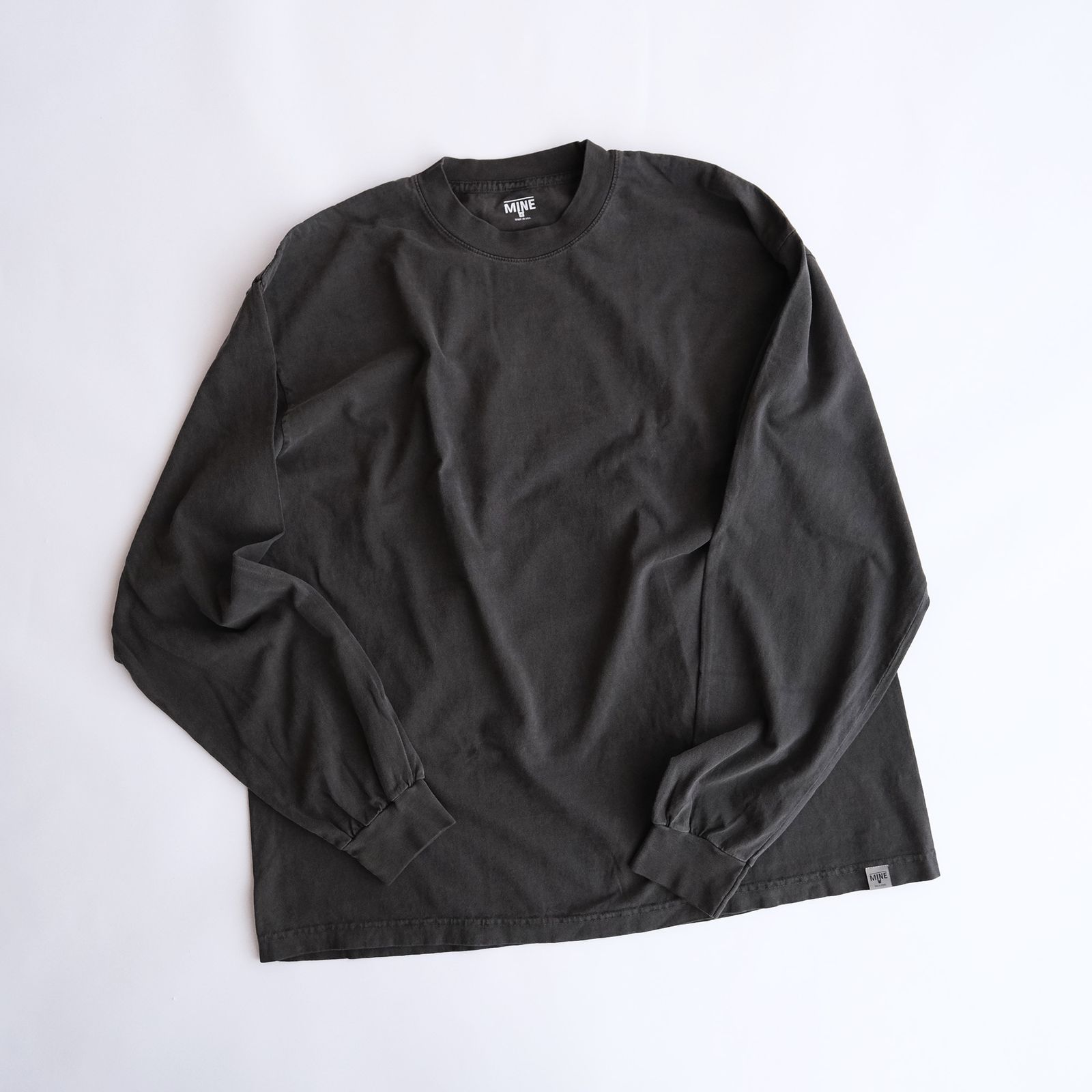 mine tシャツ USA製 ピグメントダイ サイズ2 MINE - Pigment Black L/S -Tシャツ-（PD Black / ピグメント