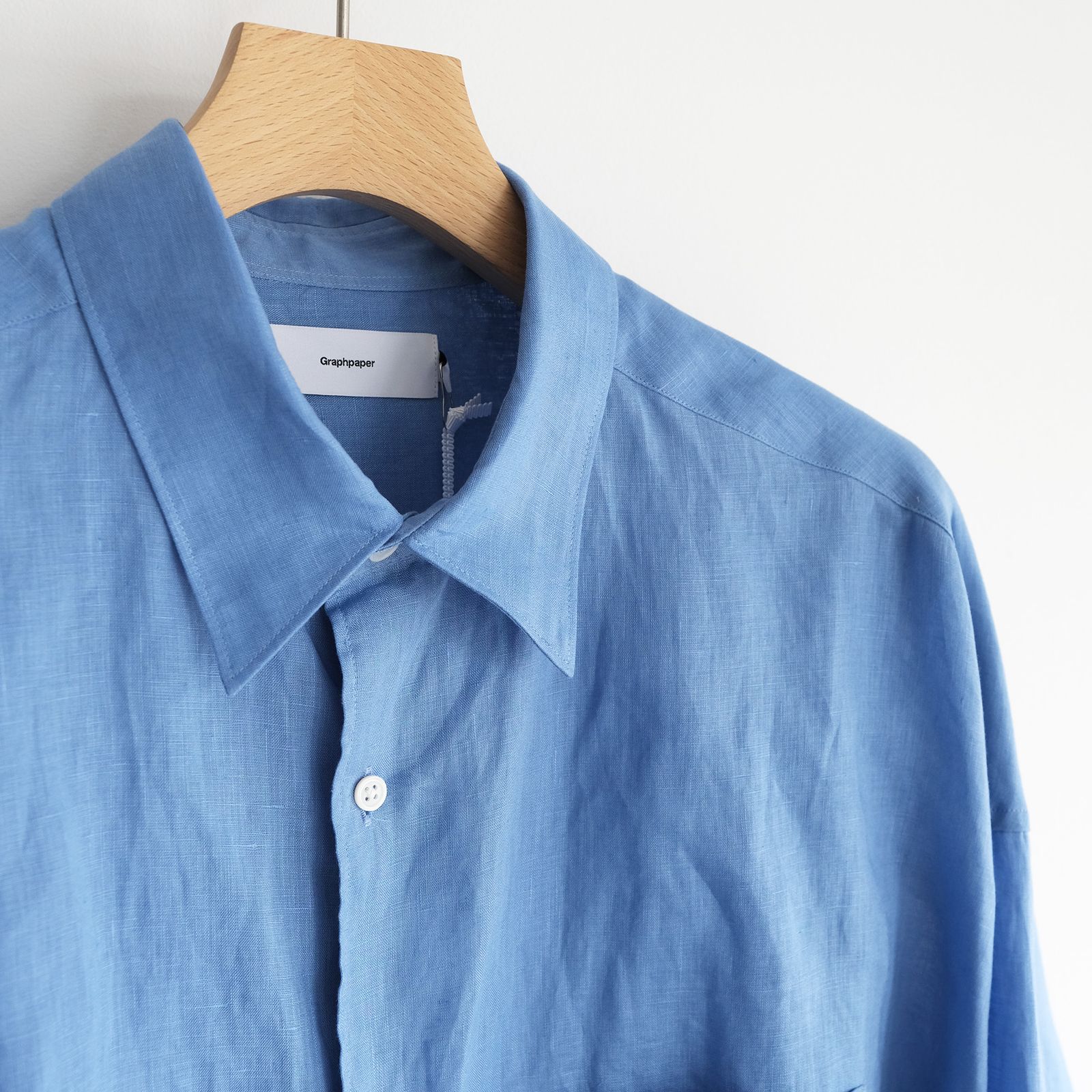 Linen L/S Oversized Regular Collar Shirt -シャツ-（Blue / ブルー）GM262-50039B