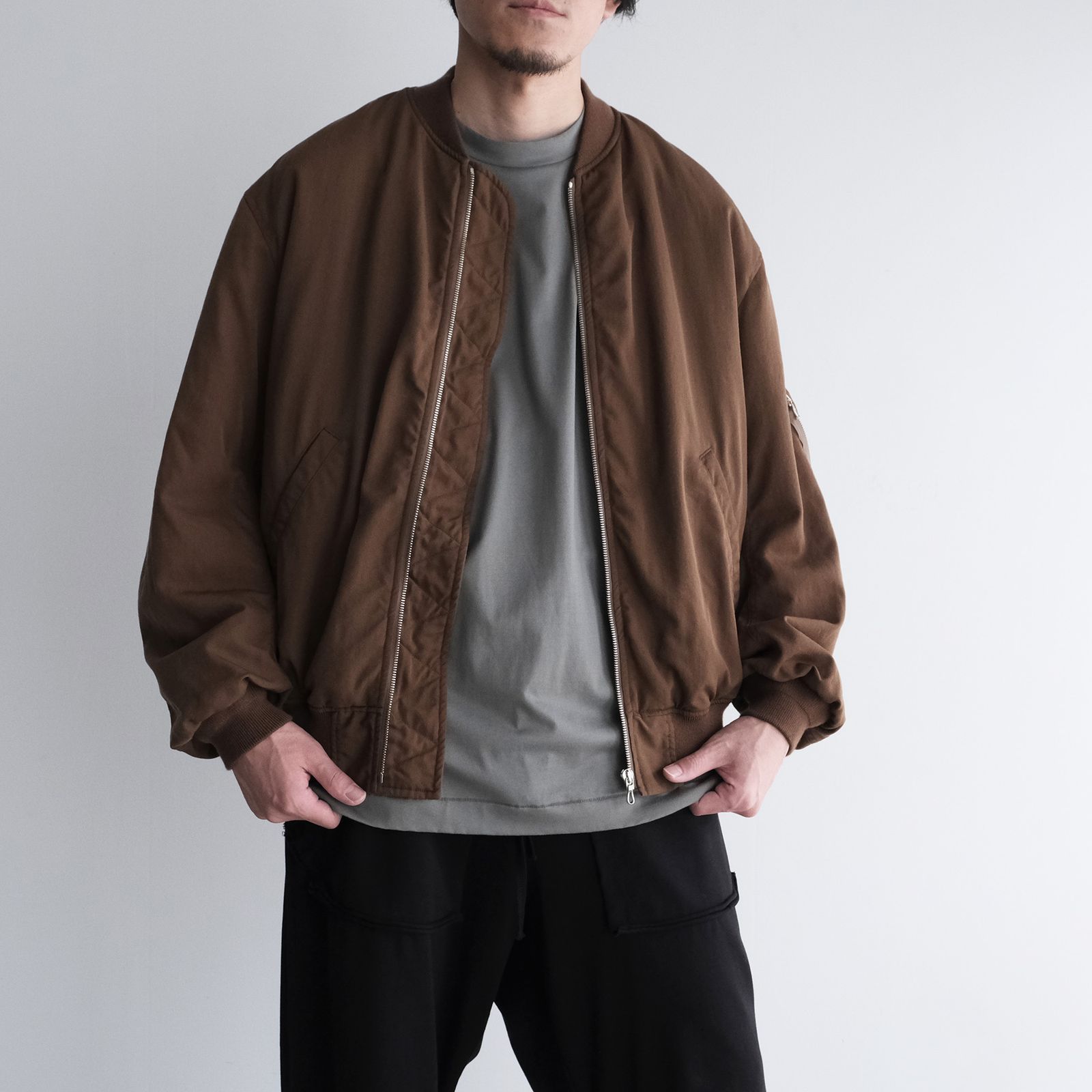 Fulled Wool Twill Flight Jacket -ジャケット-（Brown / ブラウン）GU263-30411