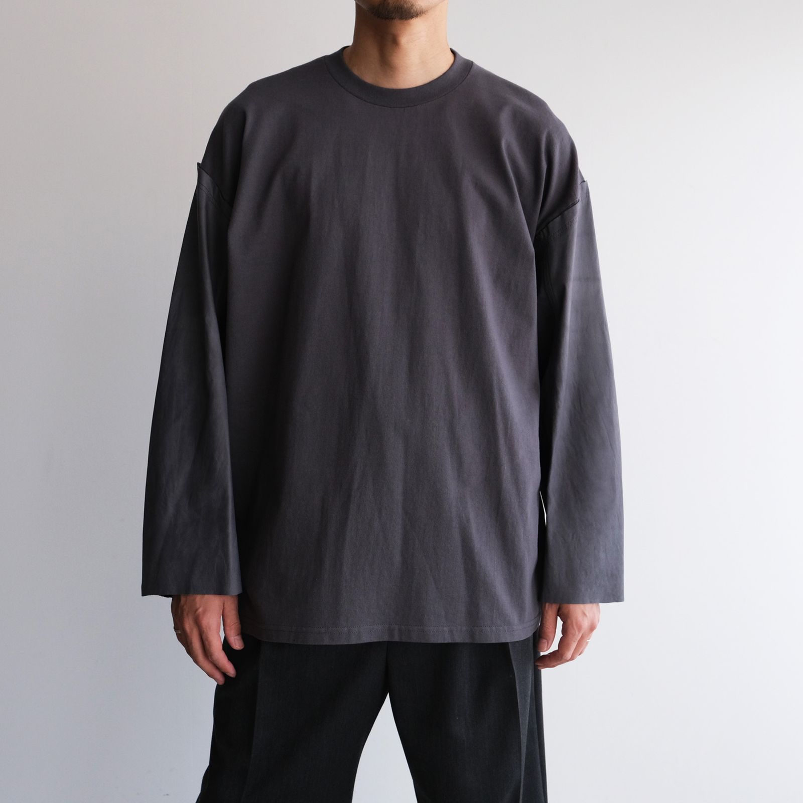 Washable Leather Sleeve：L/S T-Shirts -Tシャツ（Gray / グレー）