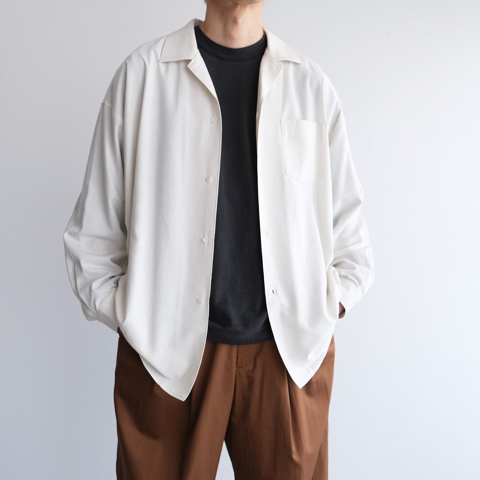 Silk Noil Viscose Sleeping Shirt -シャツ-（Ecru / エクリュ）