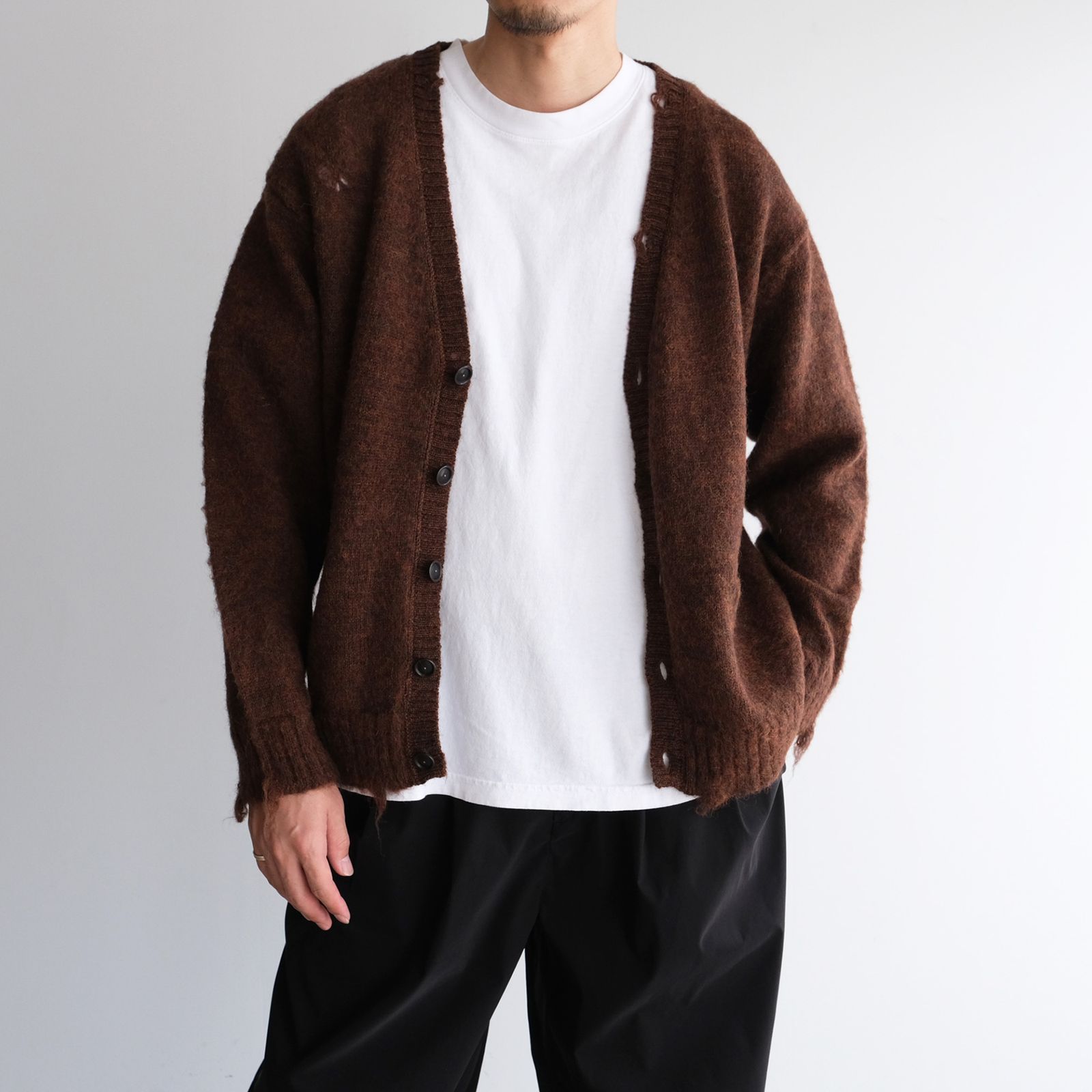 Distressed Knit Cardigan -カーディガン-（Brown / ブラウン）