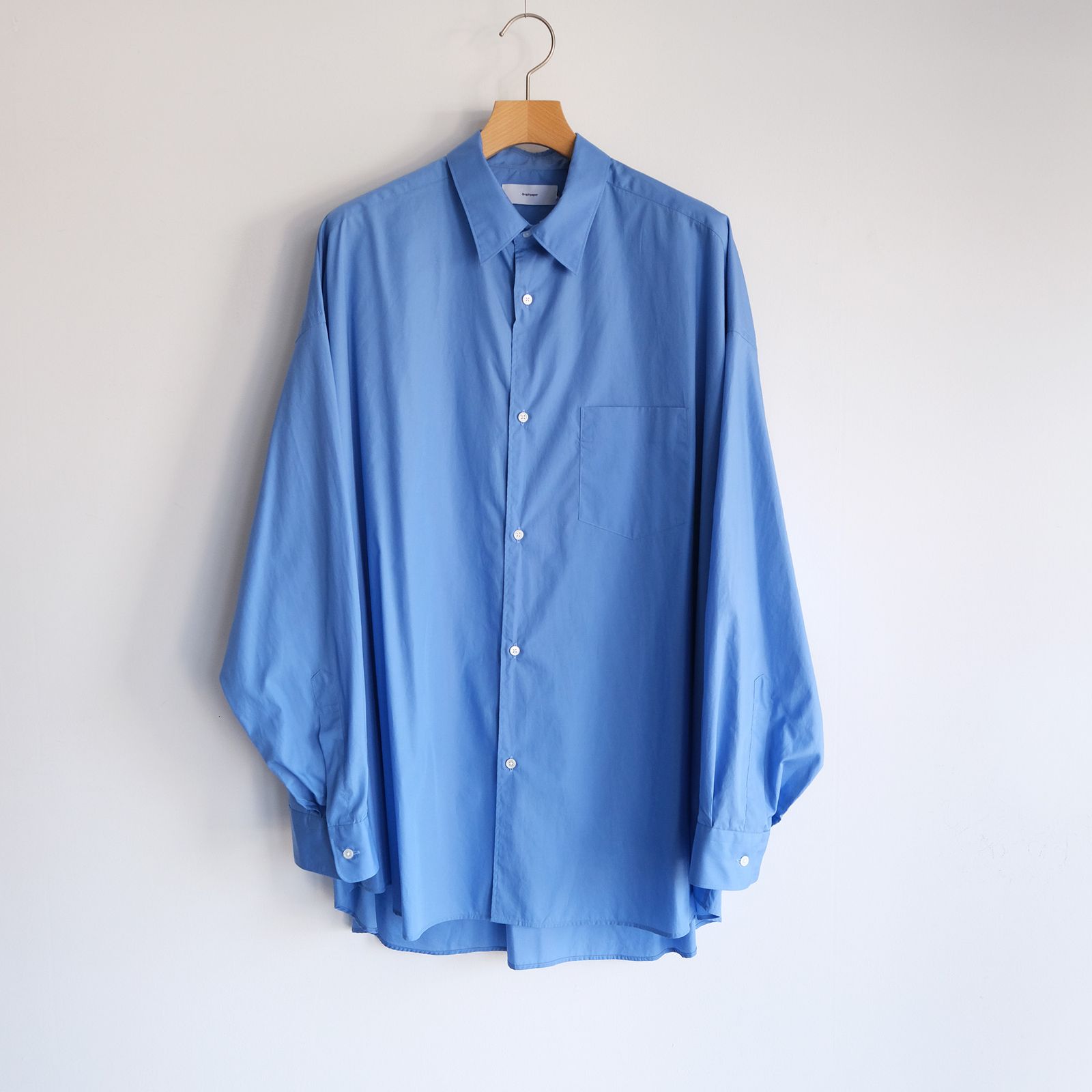 Broad L/S Oversized Regular Collar Shirt -シャツ-（Blue / ブルー）GM261-50001B
